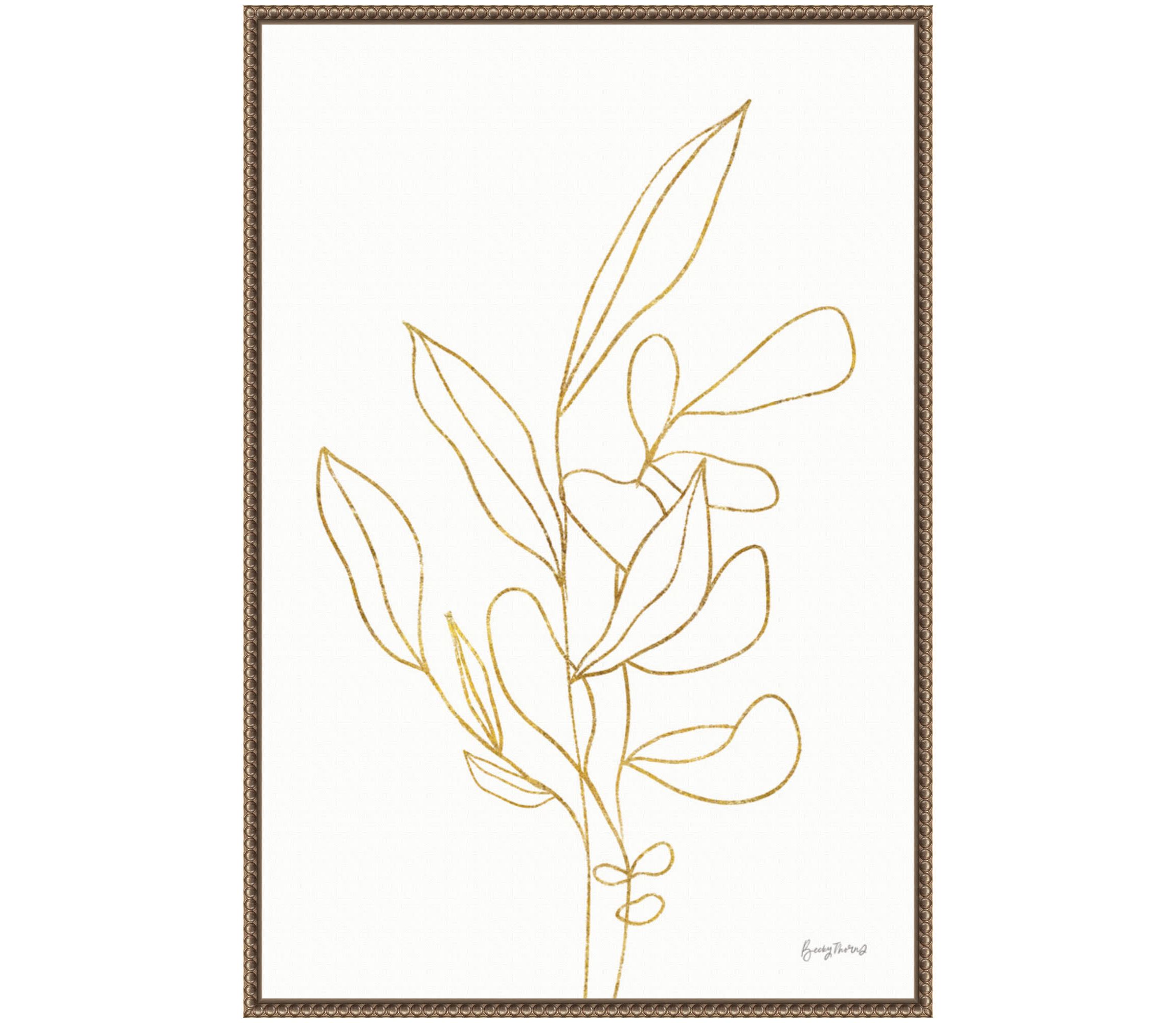 Rooted Florals V Gold Framed Canvas Wall Art Print