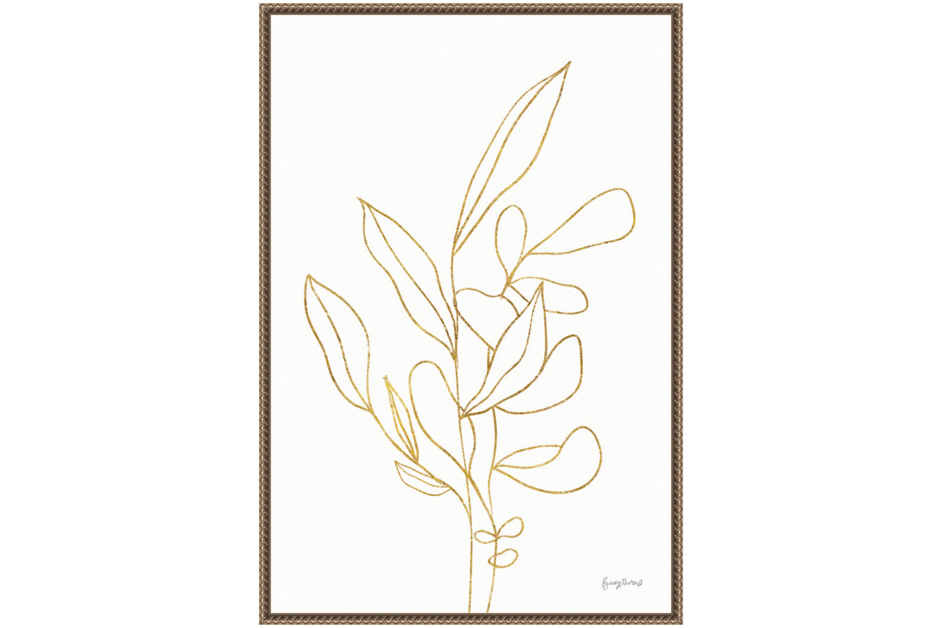 Rooted Florals V Gold Framed Canvas Wall Art Print