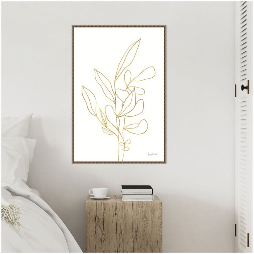 Rooted Florals V Gold Framed Canvas Wall Art Print