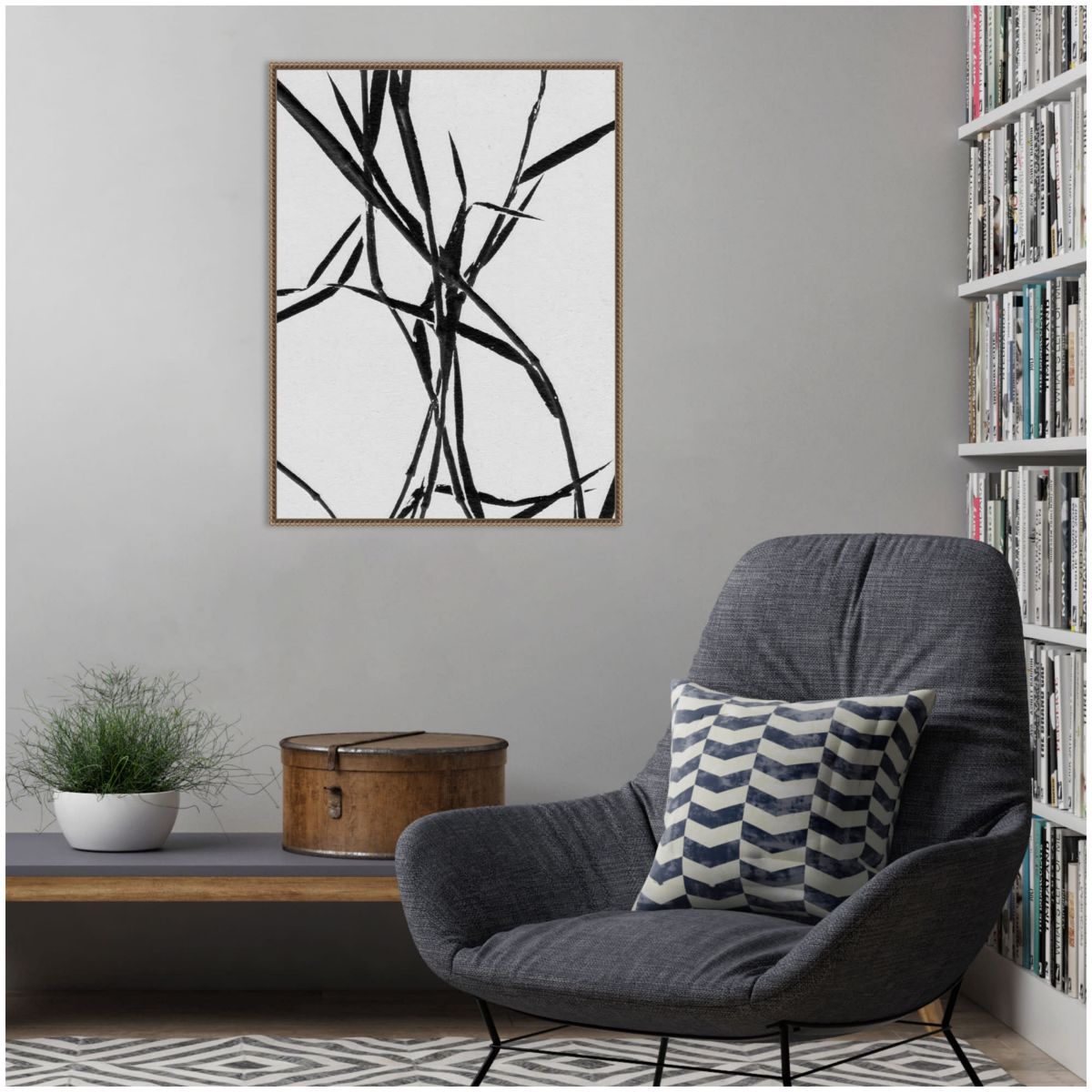 Grass Detail White Framed Canvas Wall Art Print