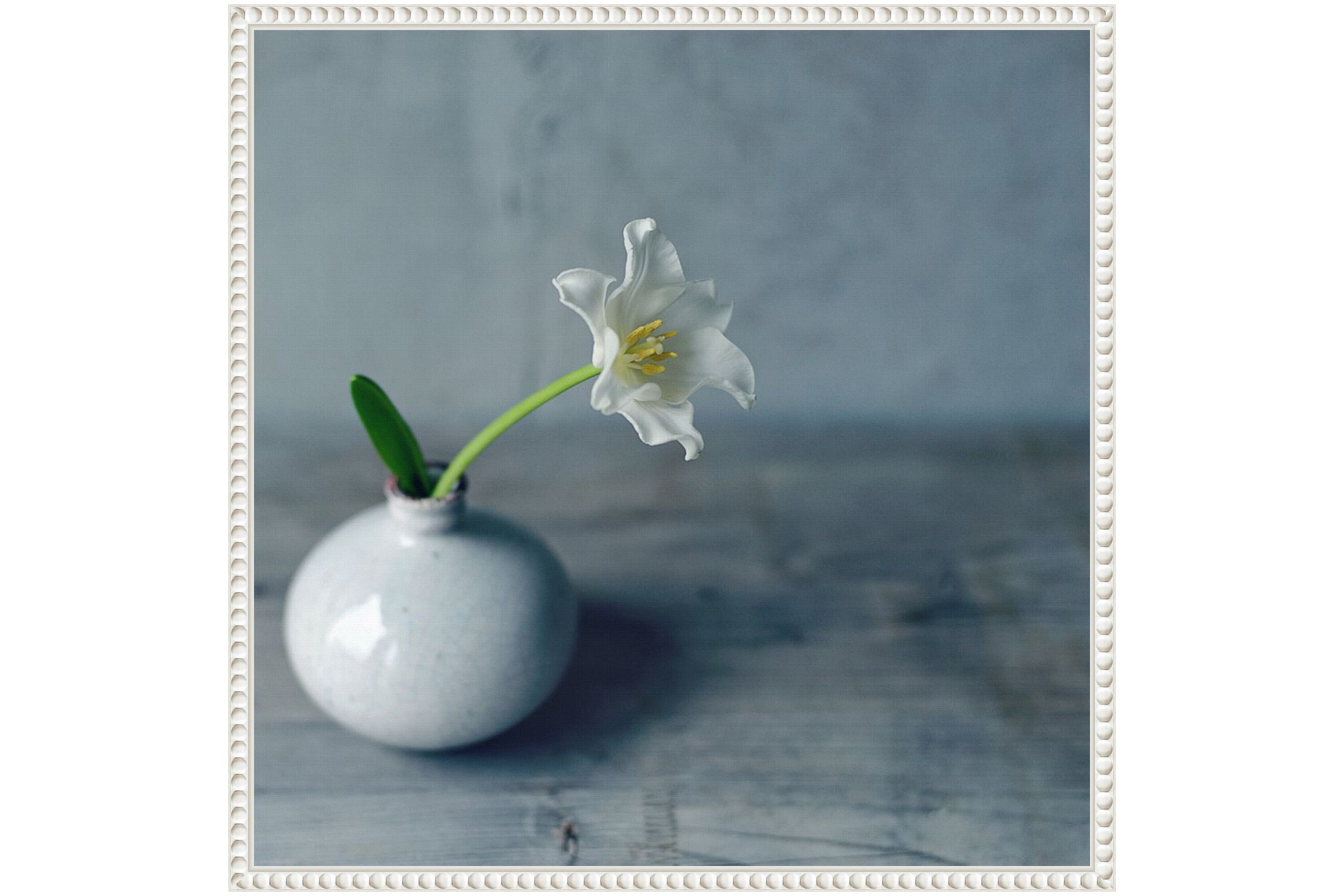 Single Bloom in Vase Framed Canvas Wall Art Print