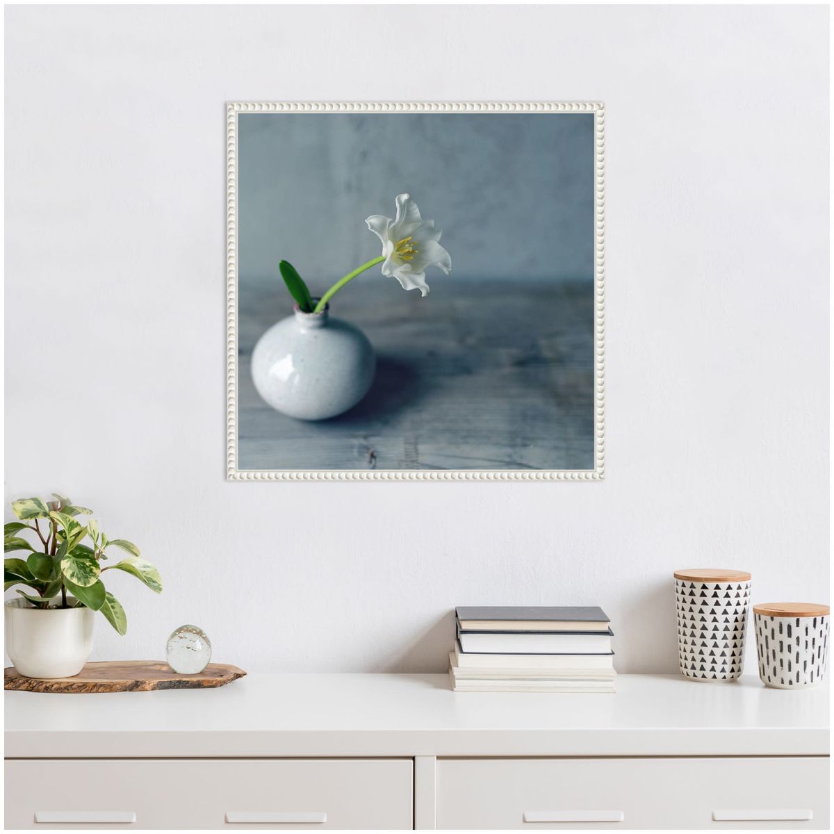 Single Bloom in Vase Framed Canvas Wall Art Print