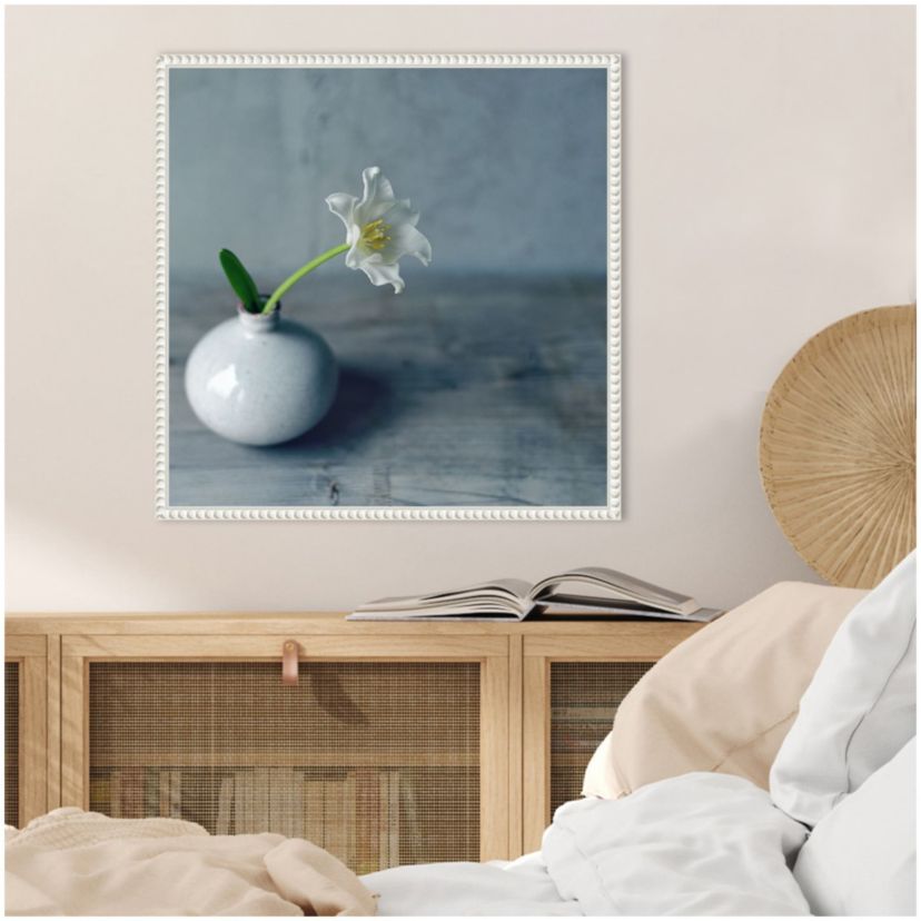 Single Bloom in Vase Framed Canvas Wall Art Print