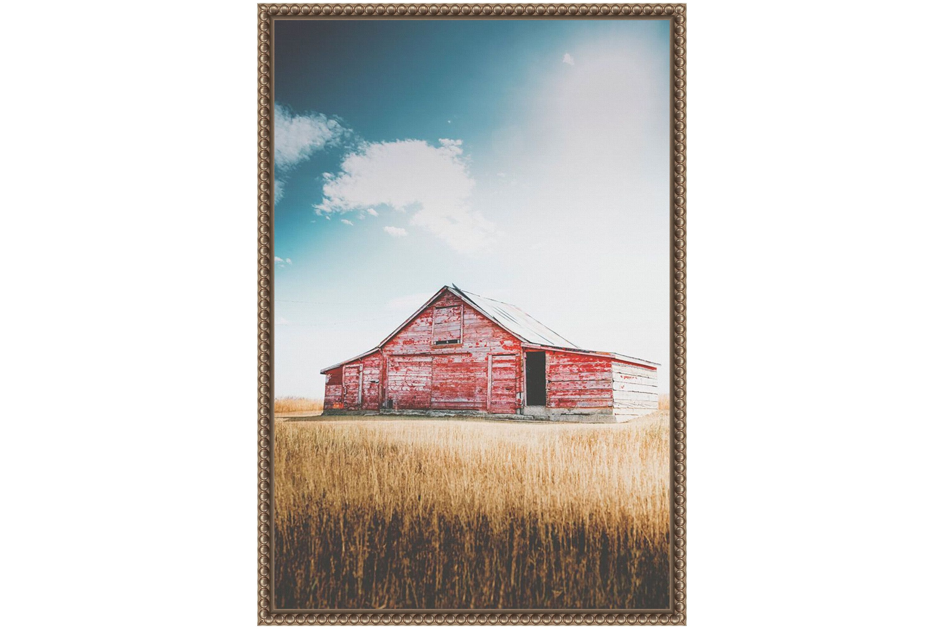 Country Barn Red Framed Canvas Wall Art Print