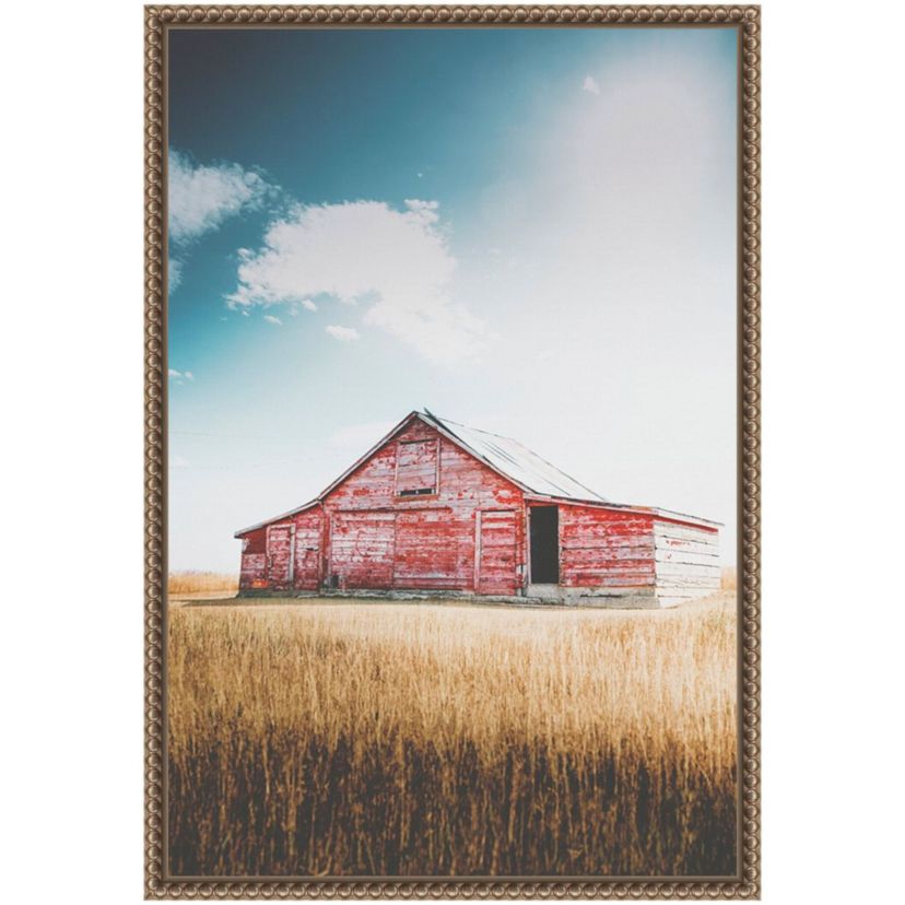 Country Barn Red Framed Canvas Wall Art Print