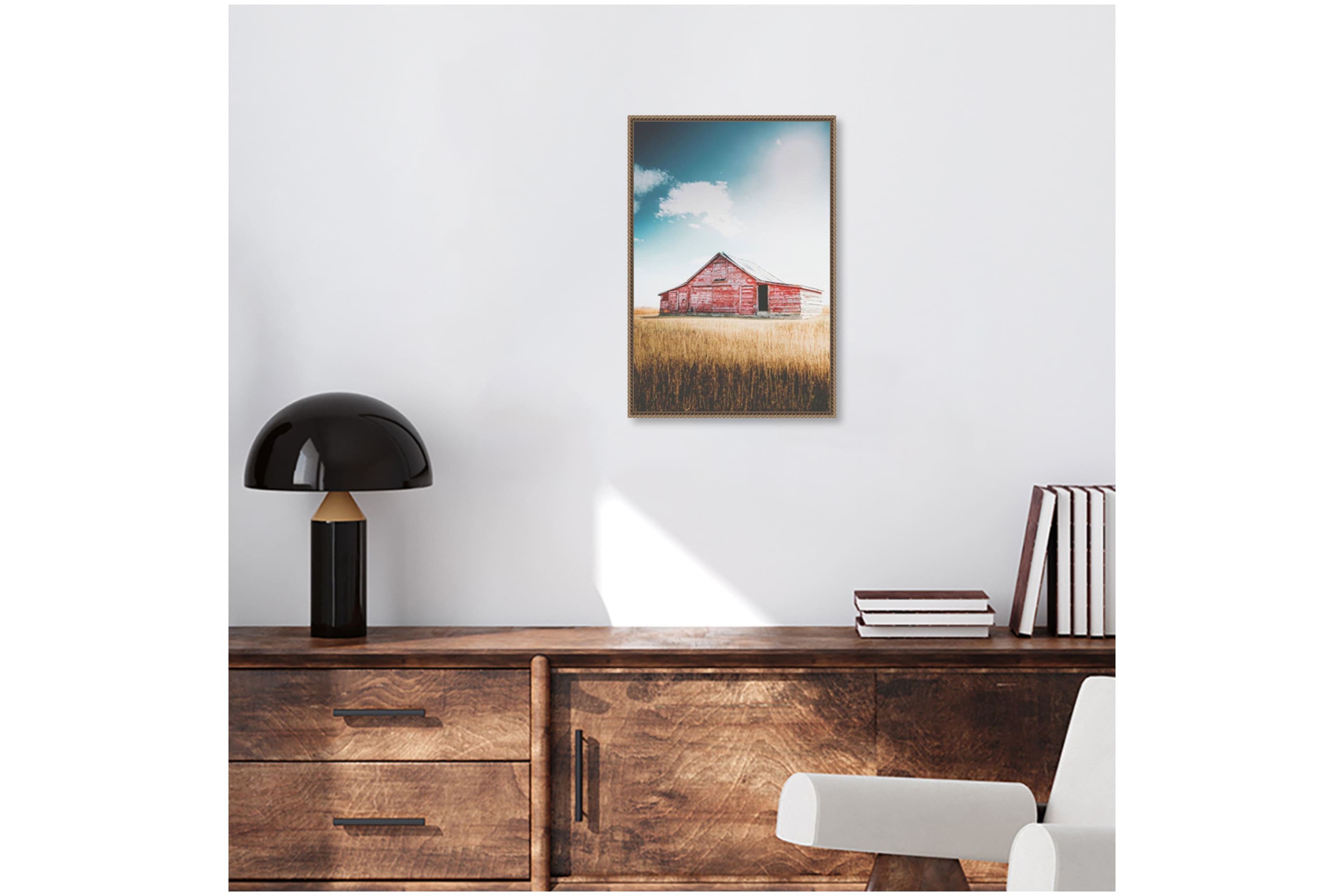 Country Barn Red Framed Canvas Wall Art Print