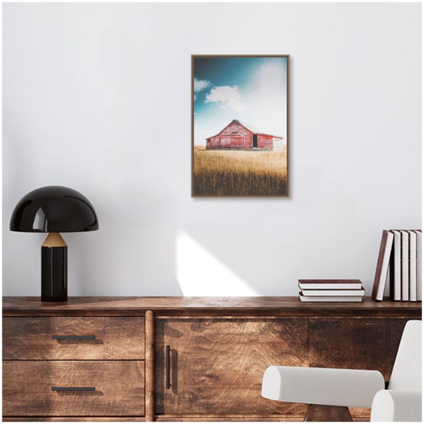 Country Barn Red Framed Canvas Wall Art Print