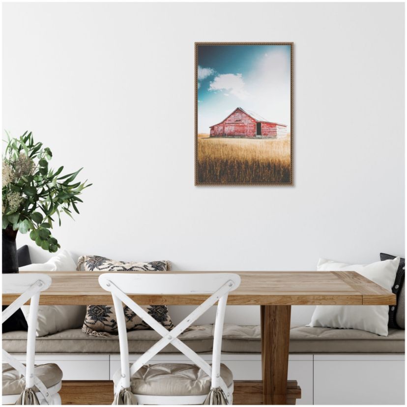 Country Barn Red Framed Canvas Wall Art Print