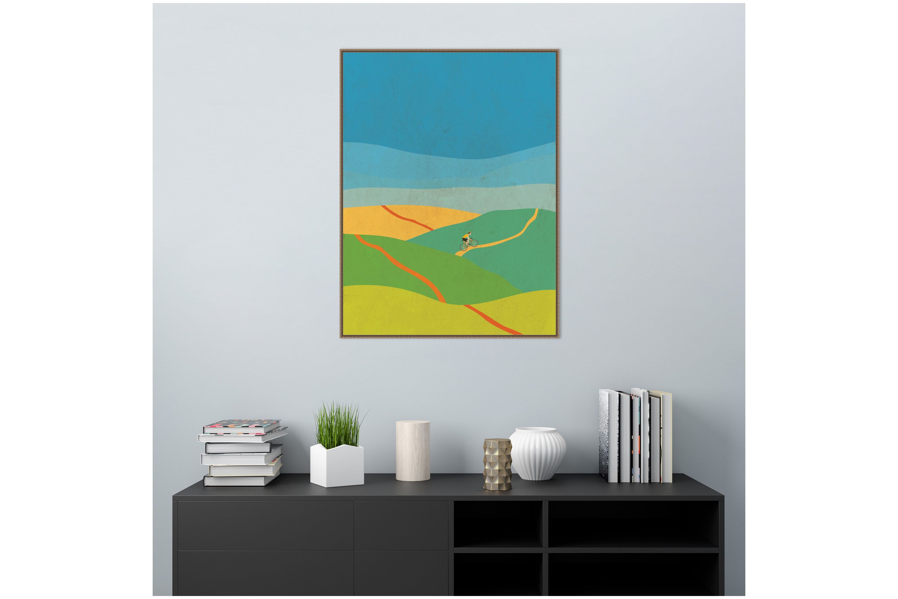 Evening Hill Climb Framed Canvas Wall Art Print