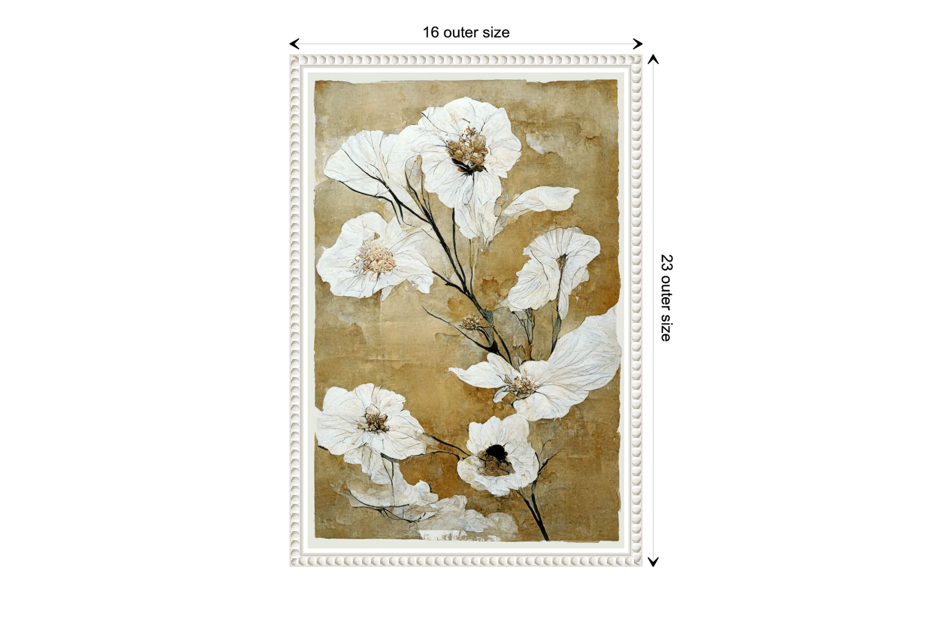 White Dry Flowers Framed Canvas Wall Art Print