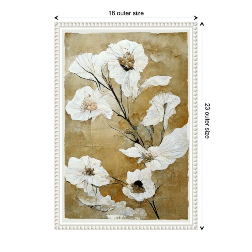 White Dry Flowers Framed Canvas Wall Art Print