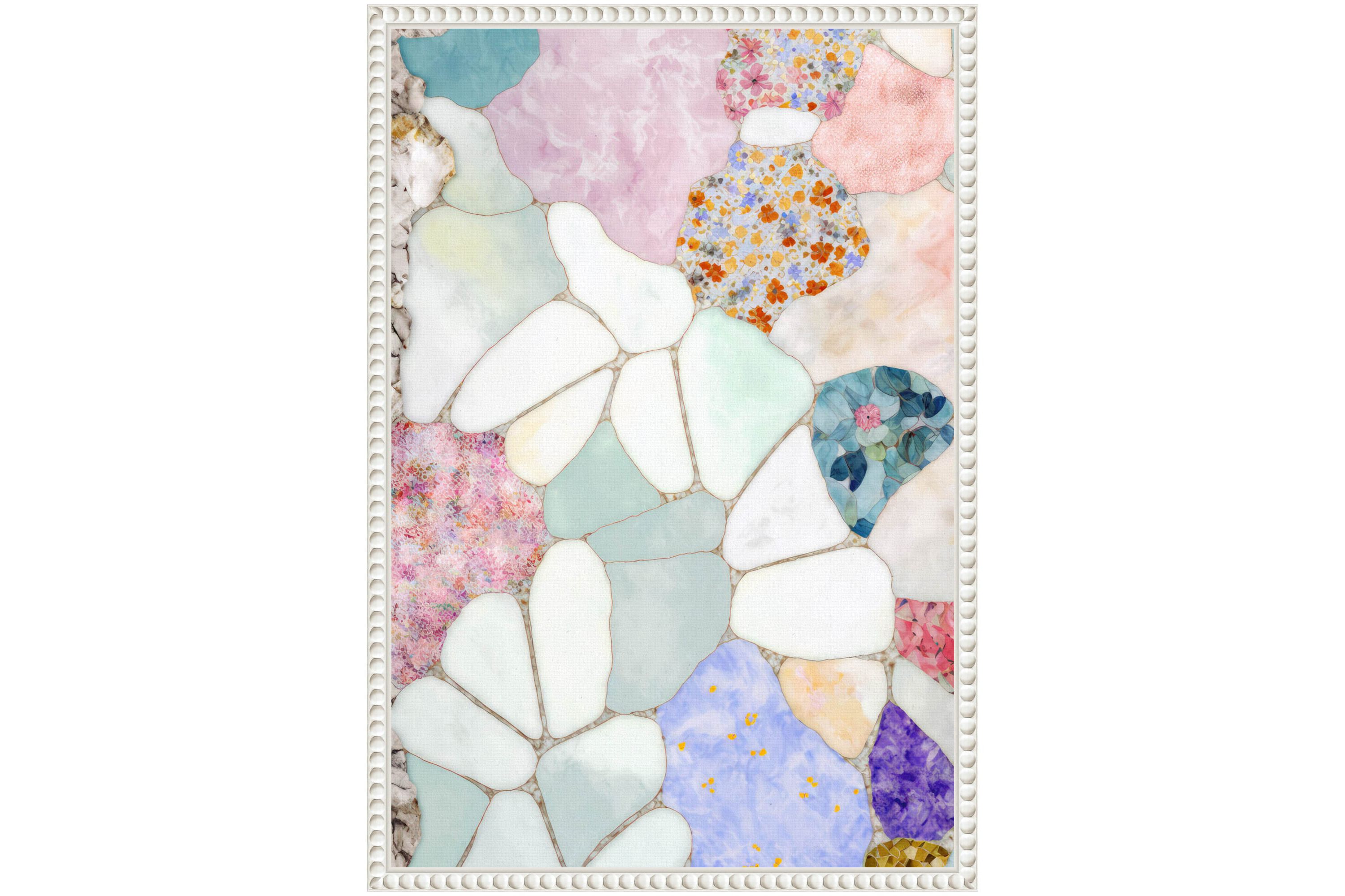 Floral Mosaic Framed Canvas Wall Art Print