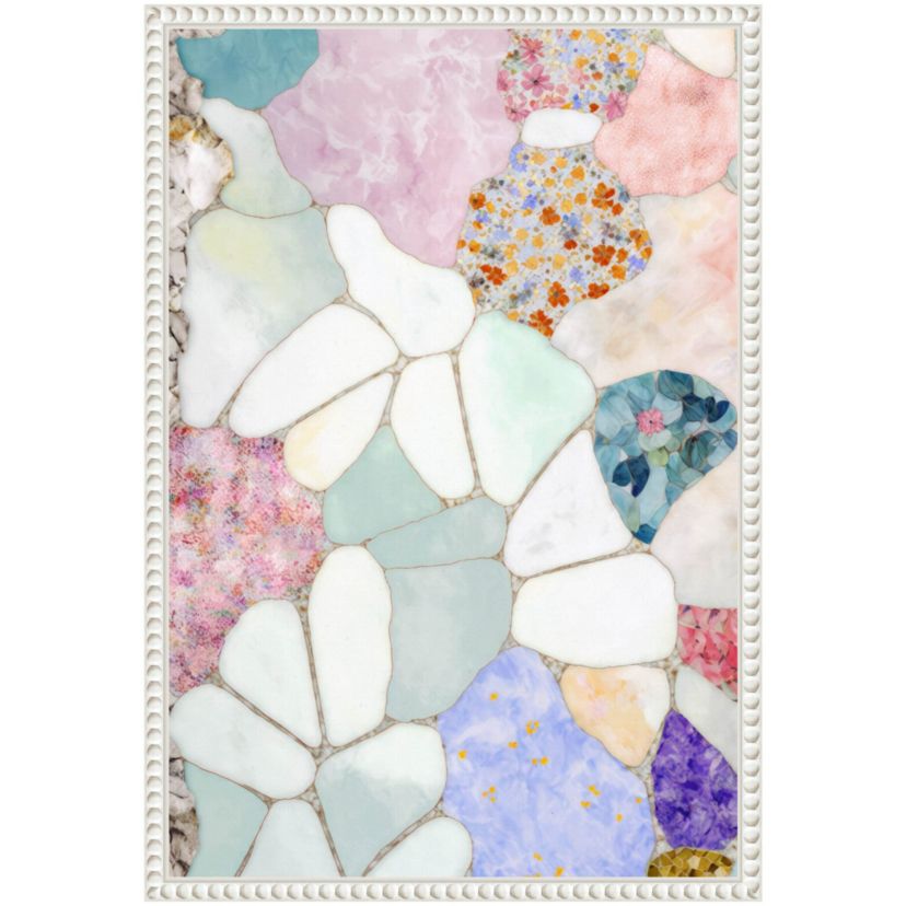 Floral Mosaic Framed Canvas Wall Art Print