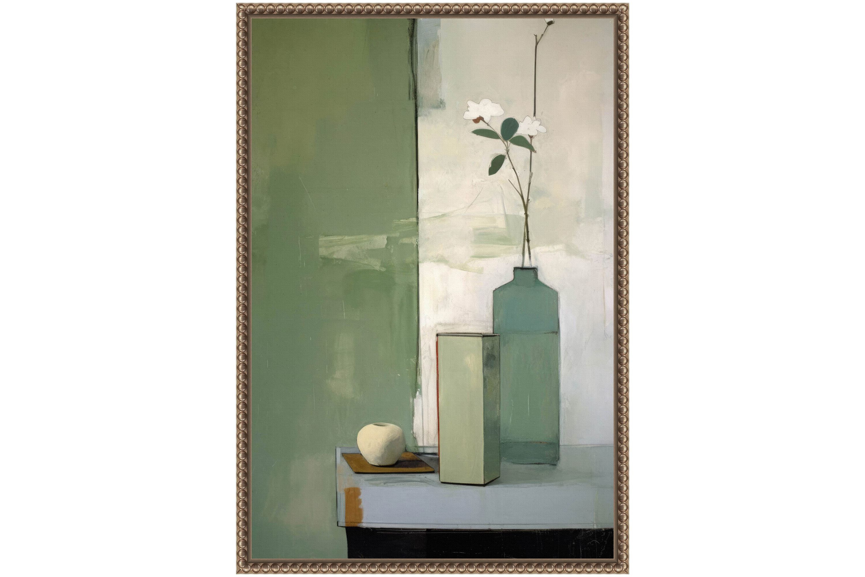 Green Still Life Framed Canvas Wall Art Print