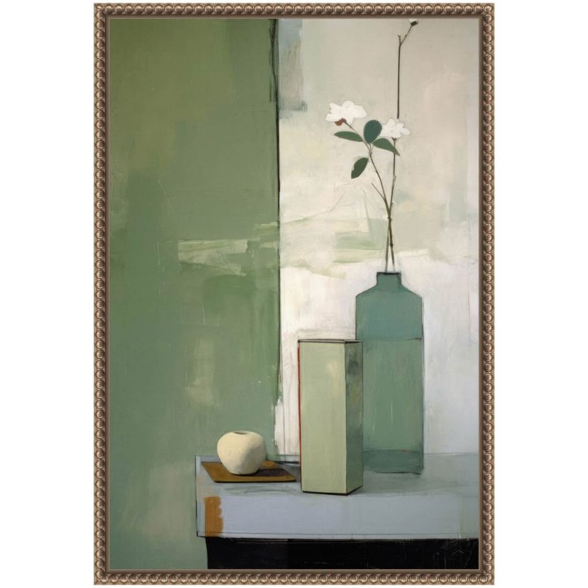 Green Still Life Framed Canvas Wall Art Print
