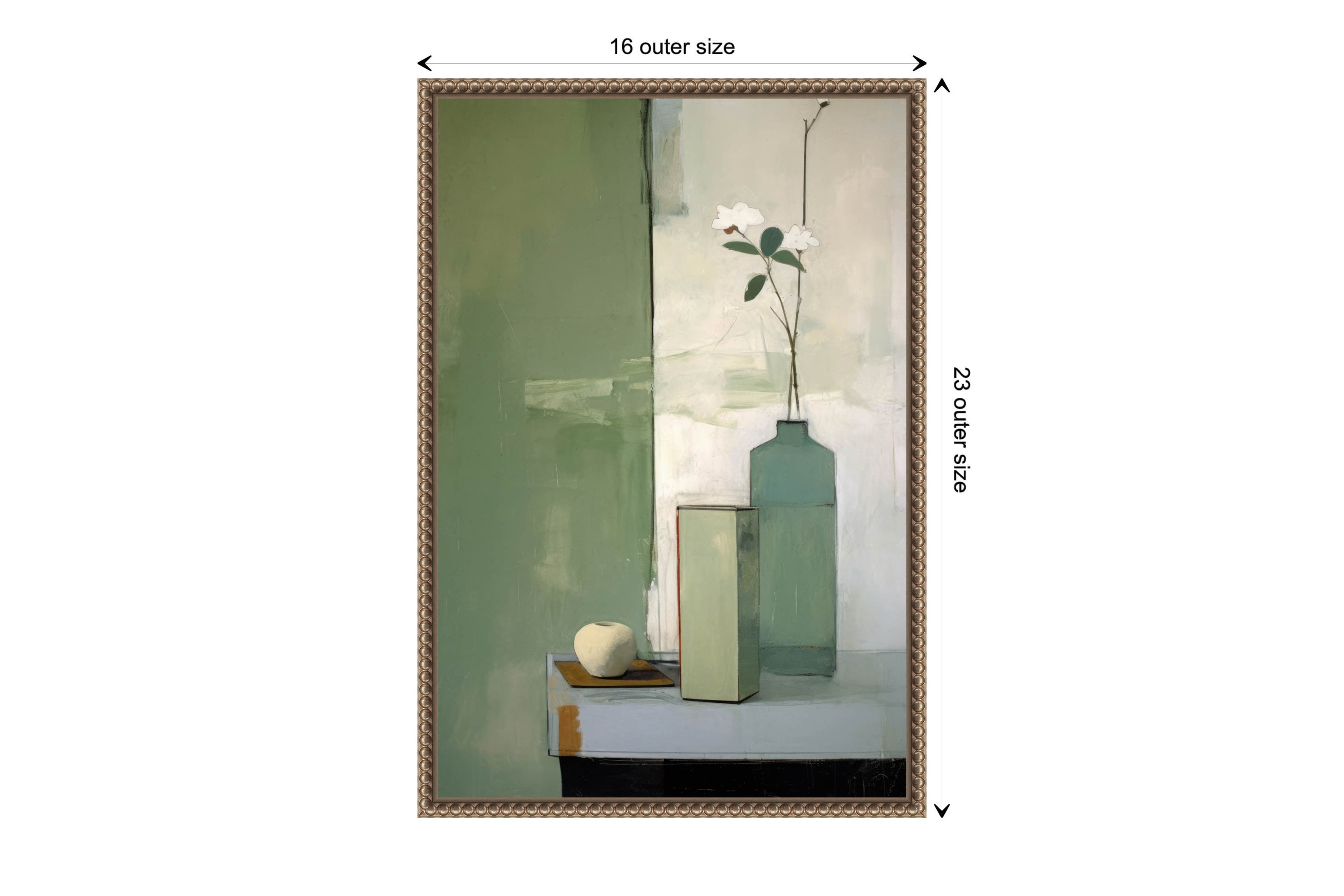 Green Still Life Framed Canvas Wall Art Print