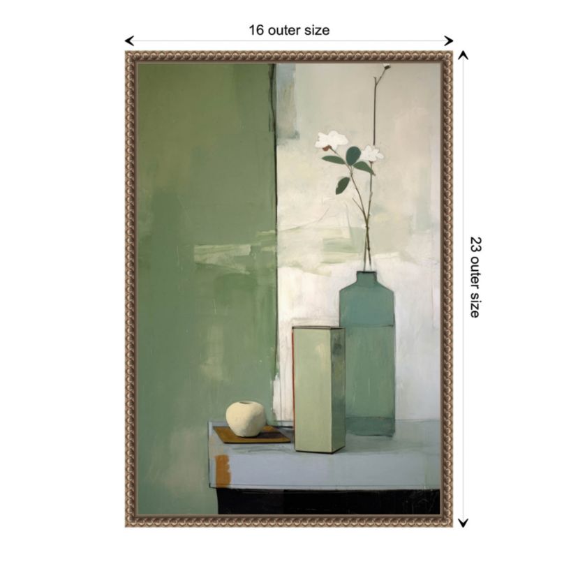 Green Still Life Framed Canvas Wall Art Print