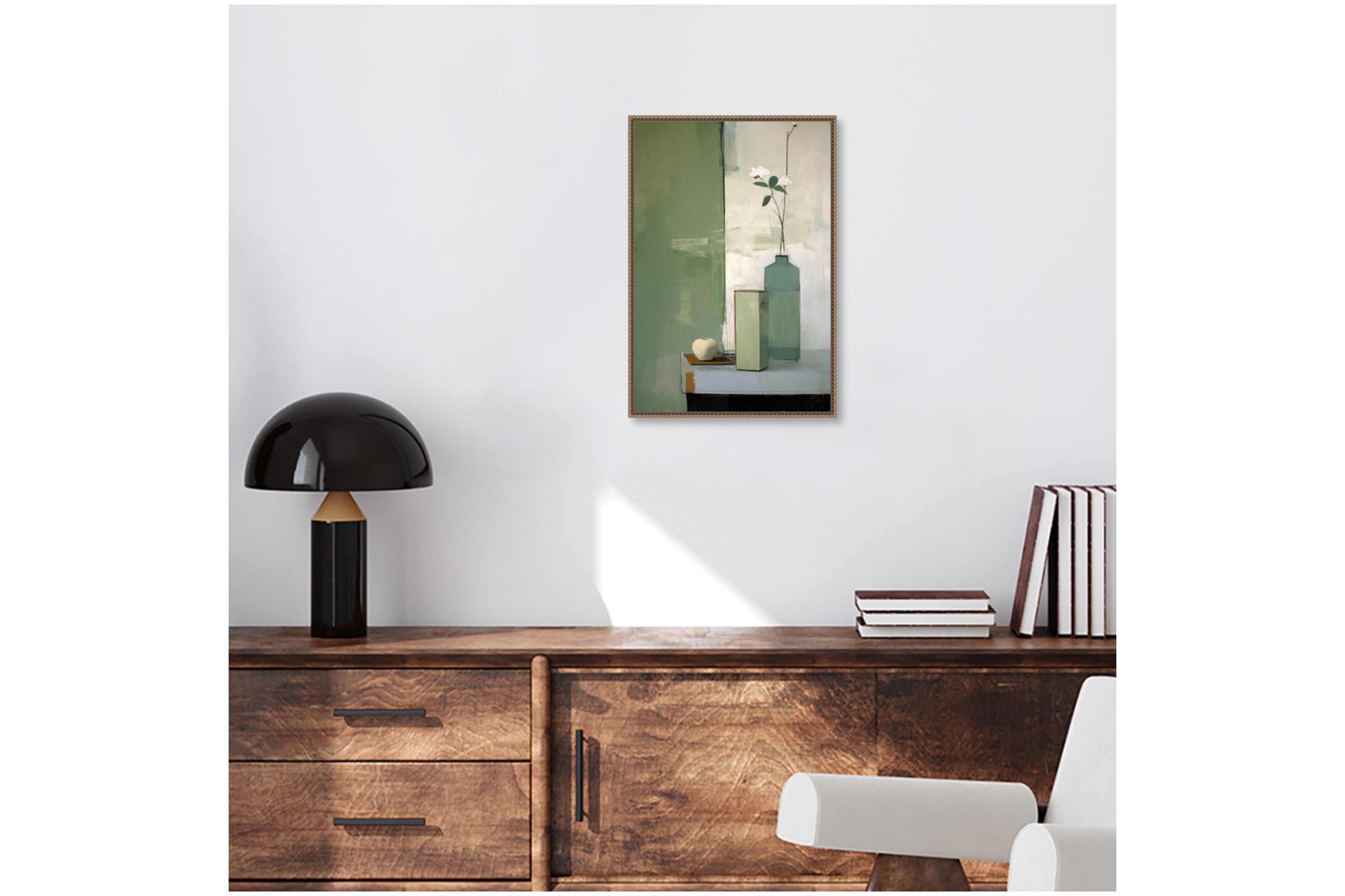 Green Still Life Framed Canvas Wall Art Print
