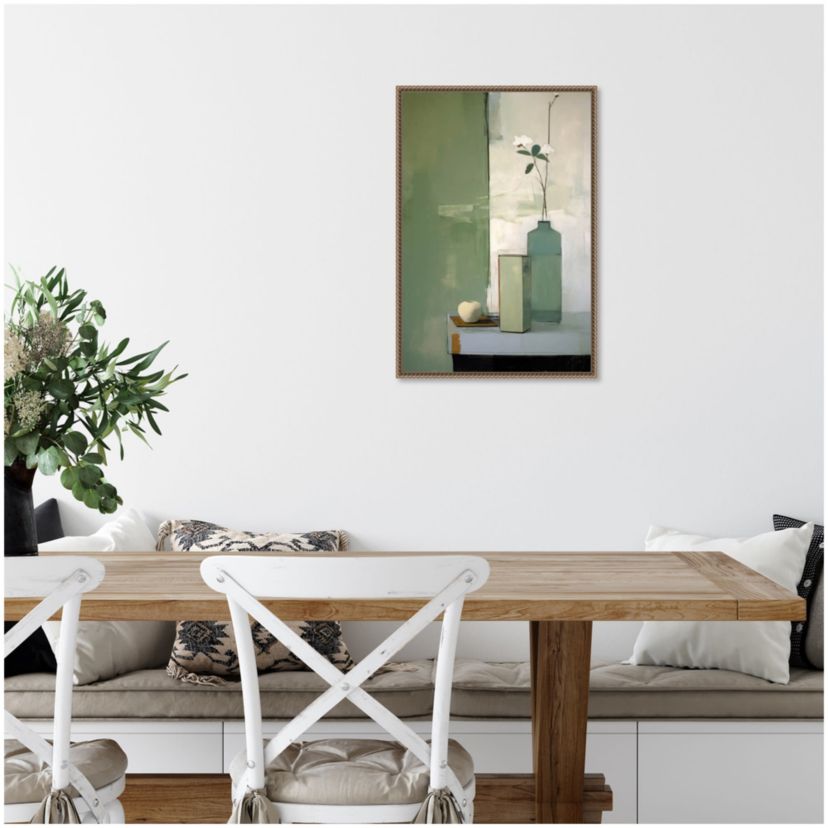 Green Still Life Framed Canvas Wall Art Print