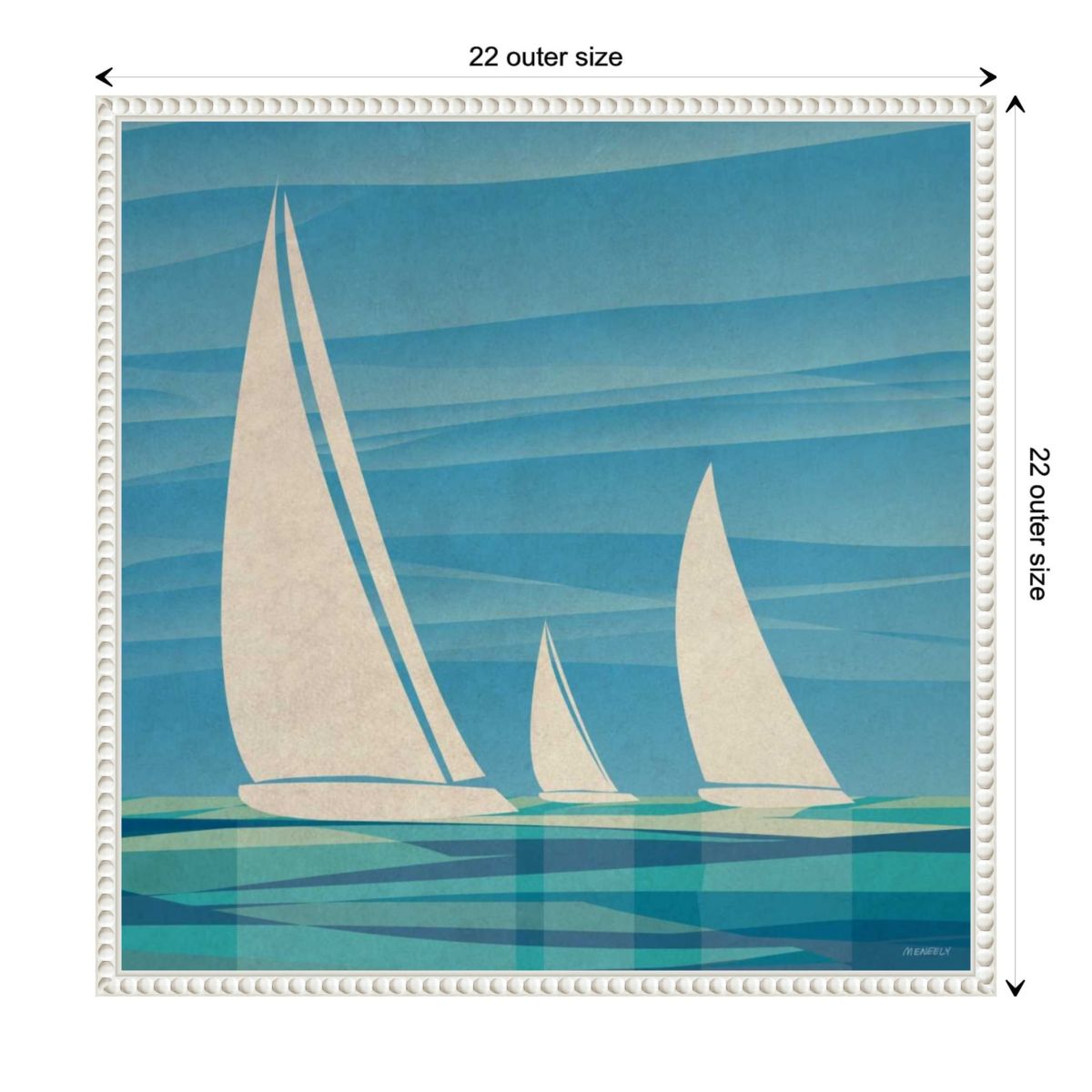 Water Journey I Sailboats Framed Canvas Wall Art Print