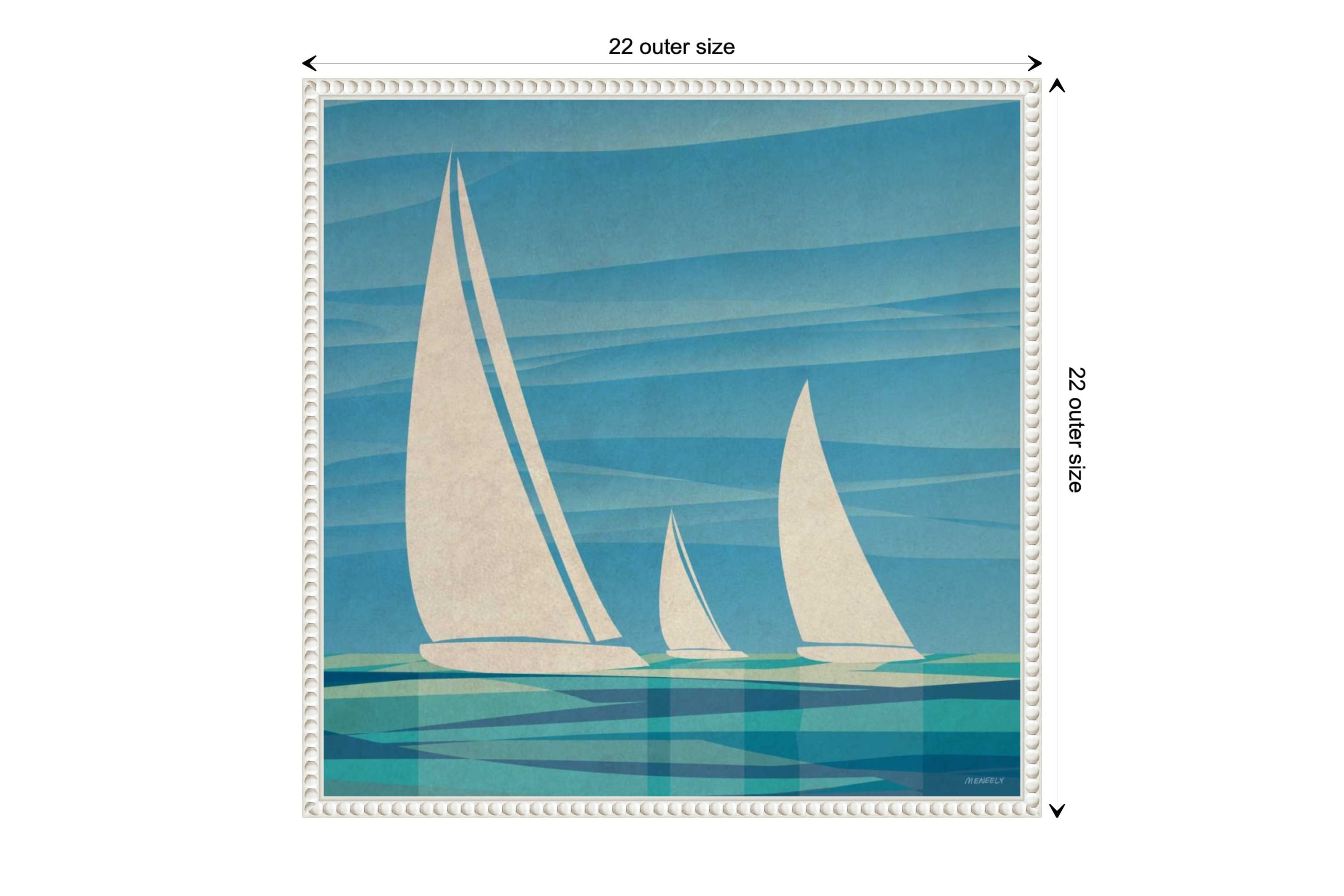 Water Journey I Sailboats Framed Canvas Wall Art Print