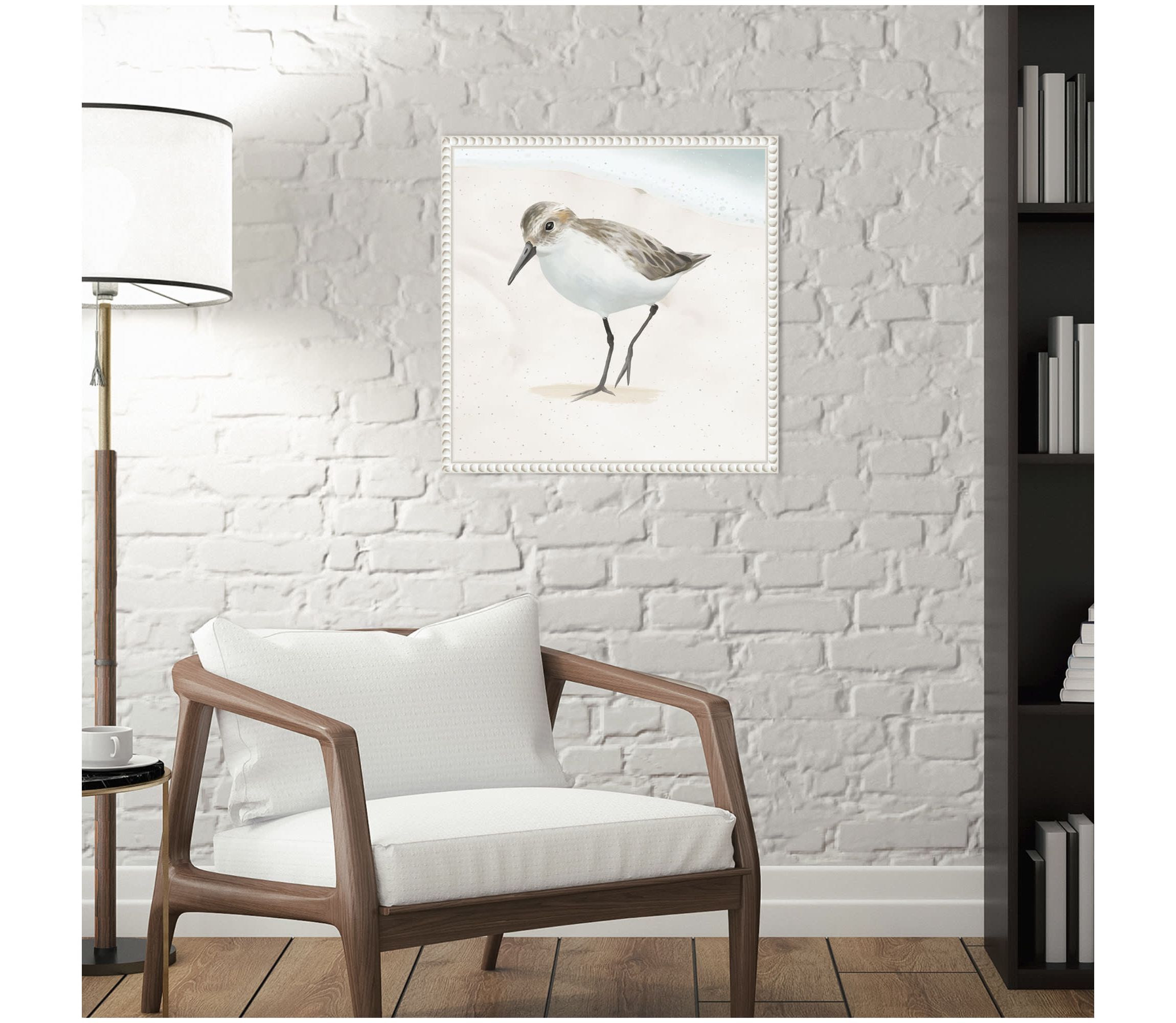 Sandpiper on the Beach II Framed Canvas Wall Art Print