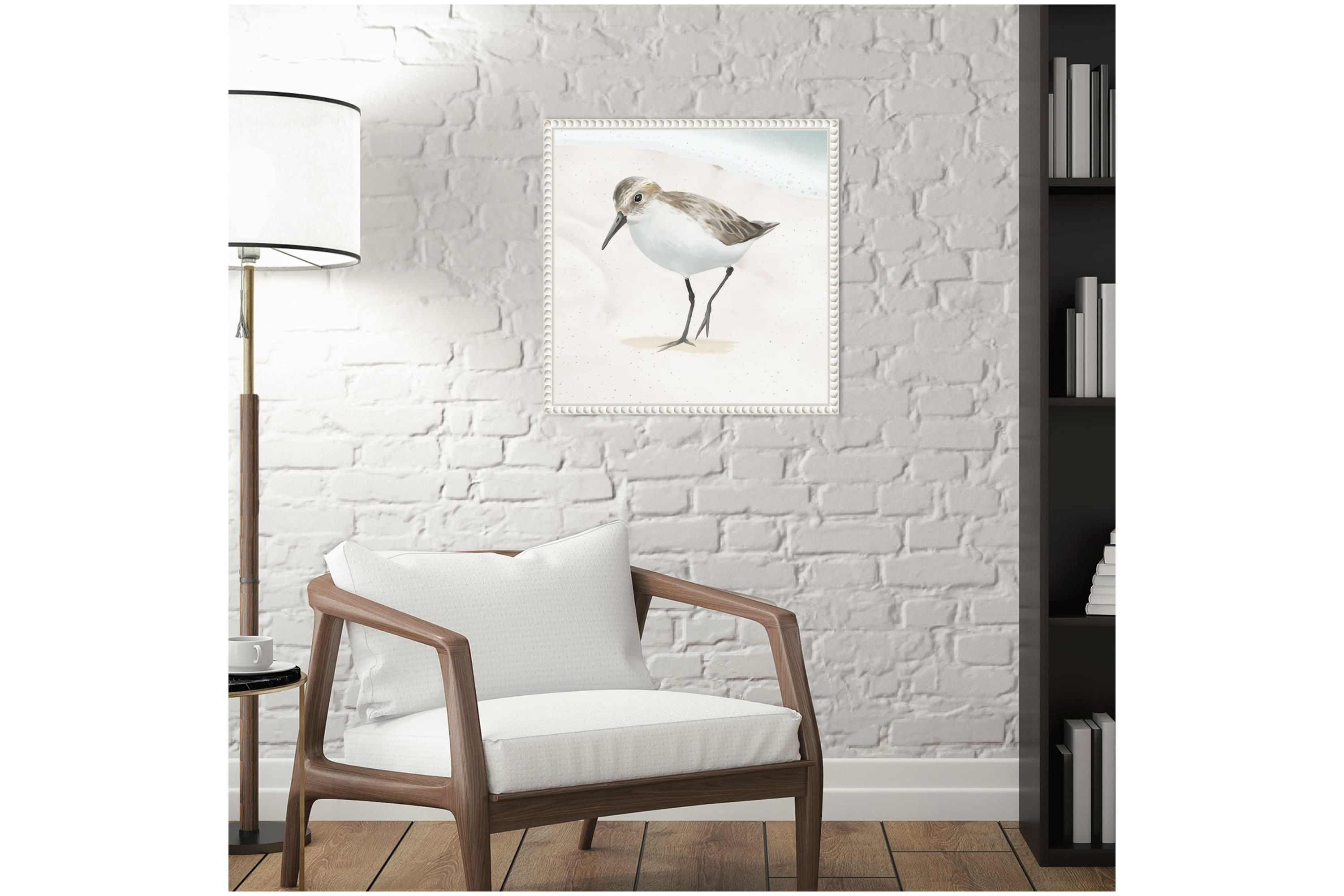 Sandpiper on the Beach II Framed Canvas Wall Art Print