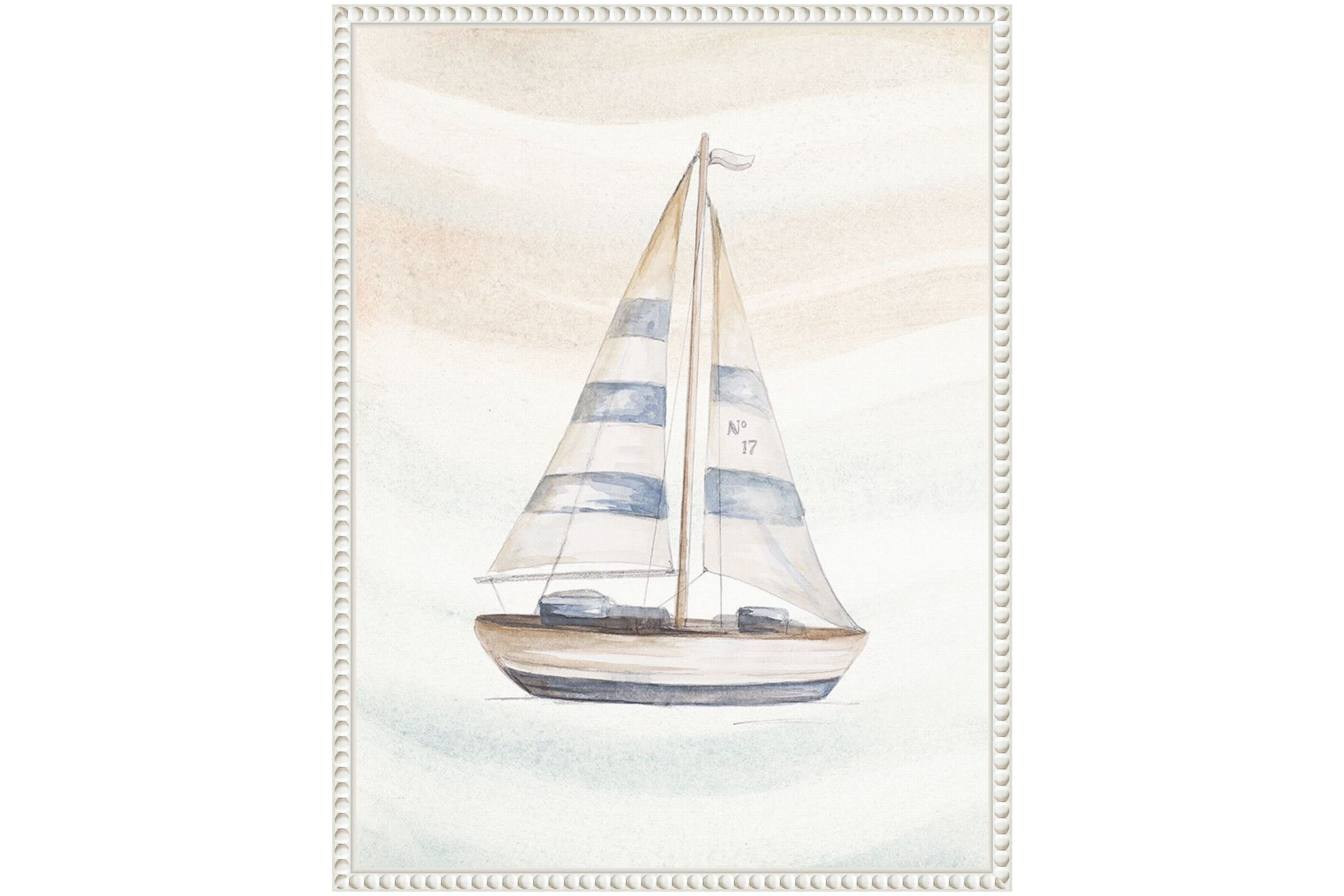 Ocean Oasis Little Sail I Framed Canvas Wall Art Print