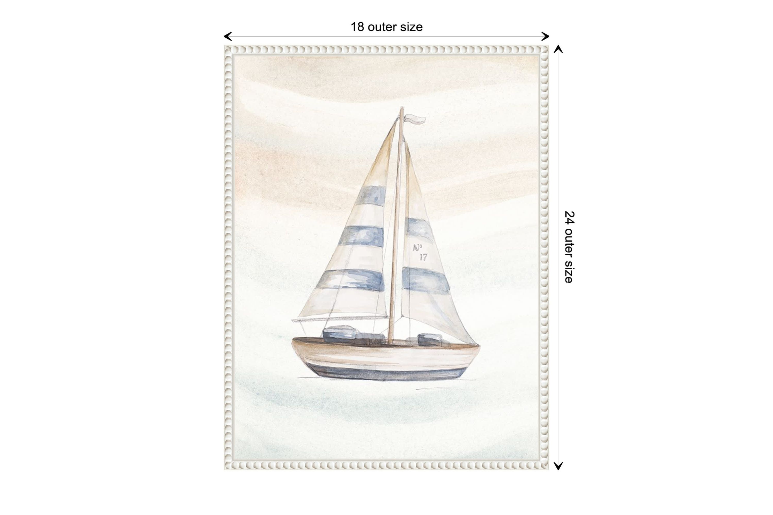 Ocean Oasis Little Sail I Framed Canvas Wall Art Print