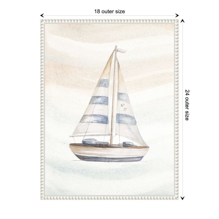 Ocean Oasis Little Sail I Framed Canvas Wall Art Print