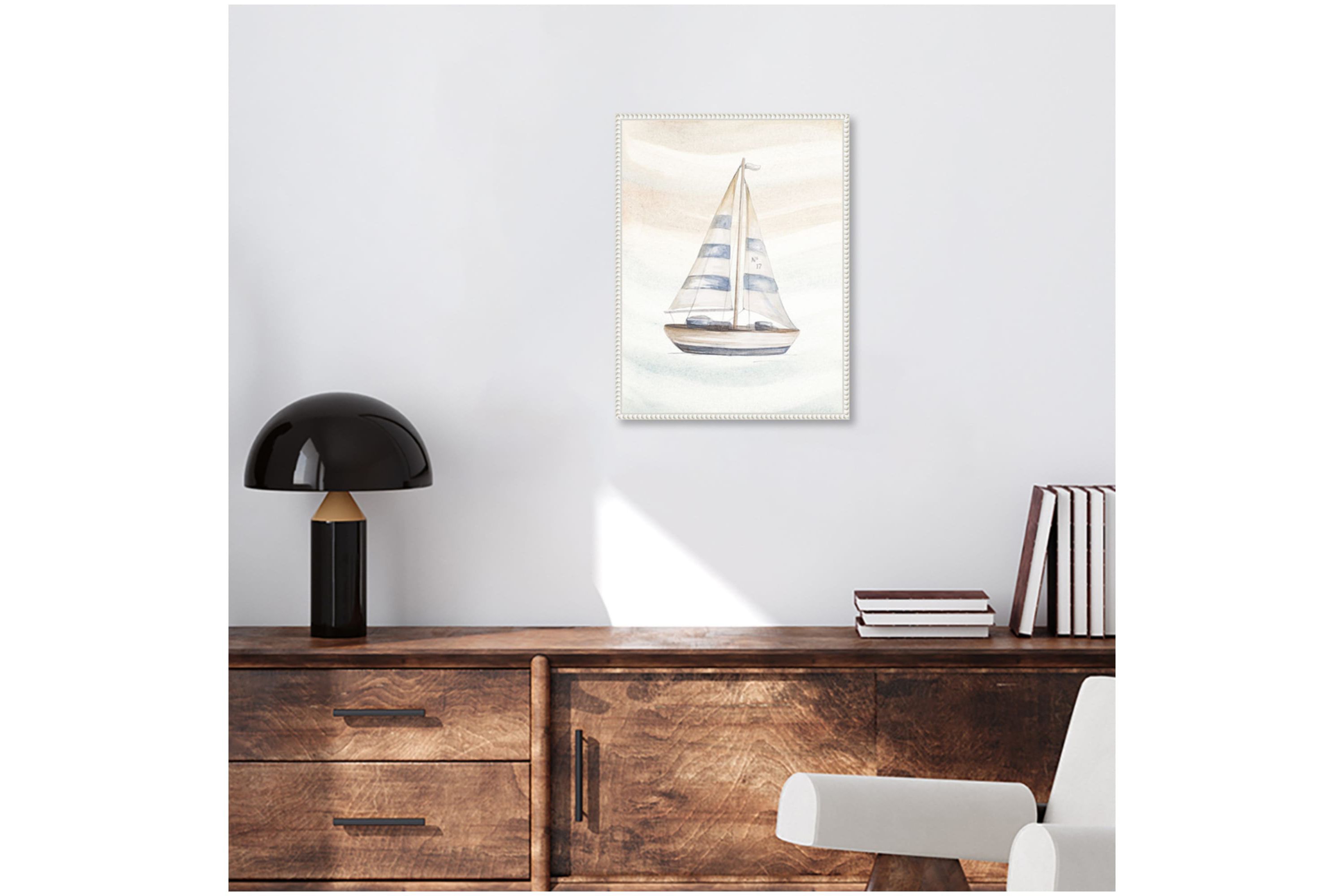 Ocean Oasis Little Sail I Framed Canvas Wall Art Print