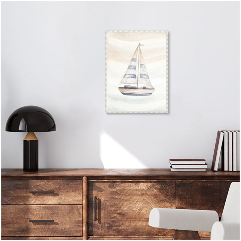 Ocean Oasis Little Sail I Framed Canvas Wall Art Print