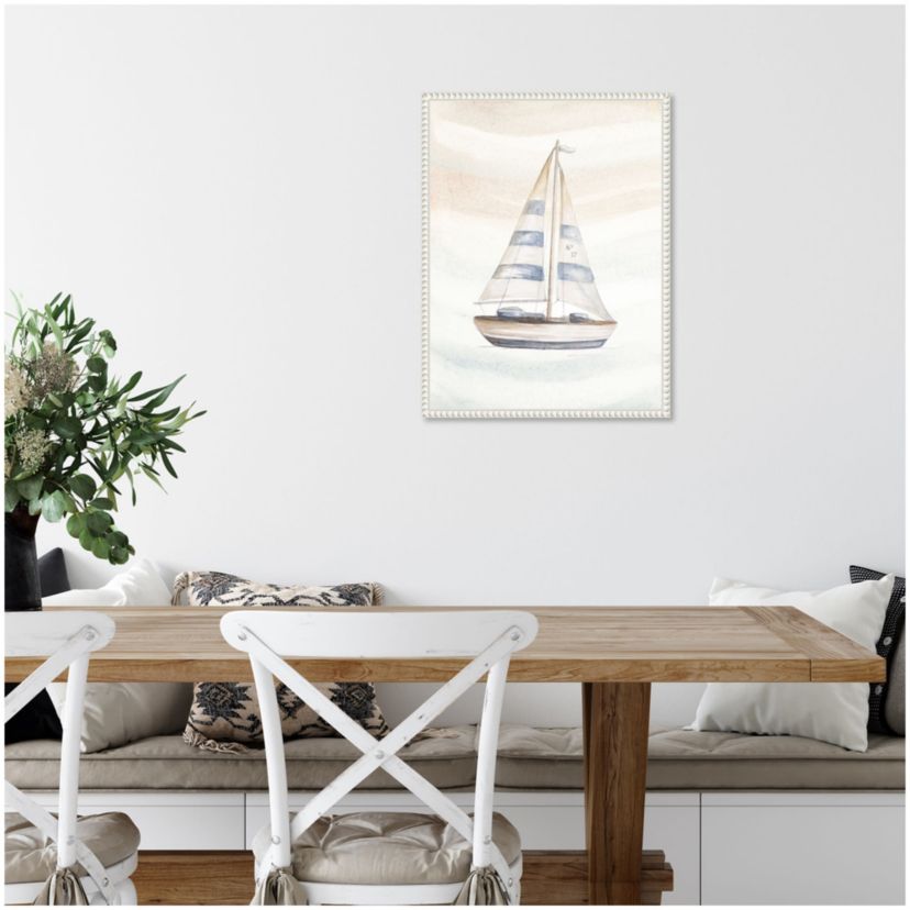 Ocean Oasis Little Sail I Framed Canvas Wall Art Print
