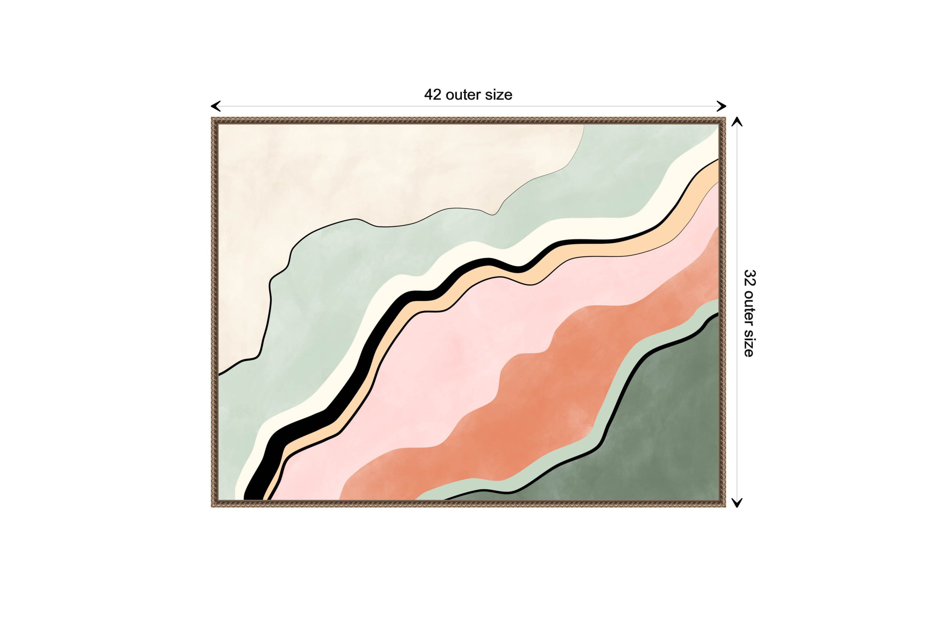 Pink and Green Abstract Framed Canvas Wall Art Print