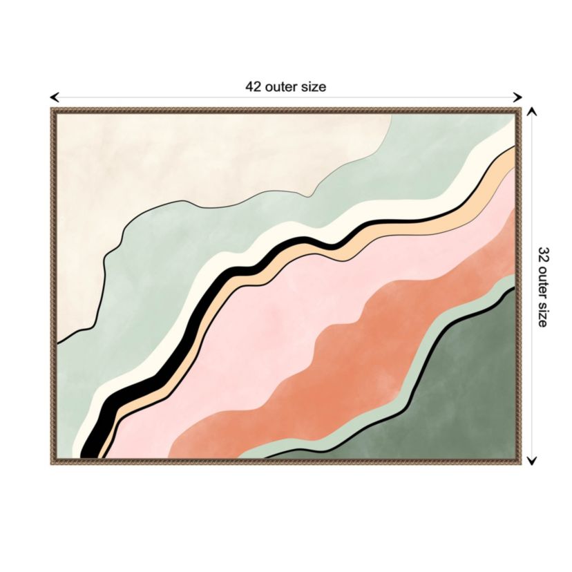 Pink and Green Abstract Framed Canvas Wall Art Print
