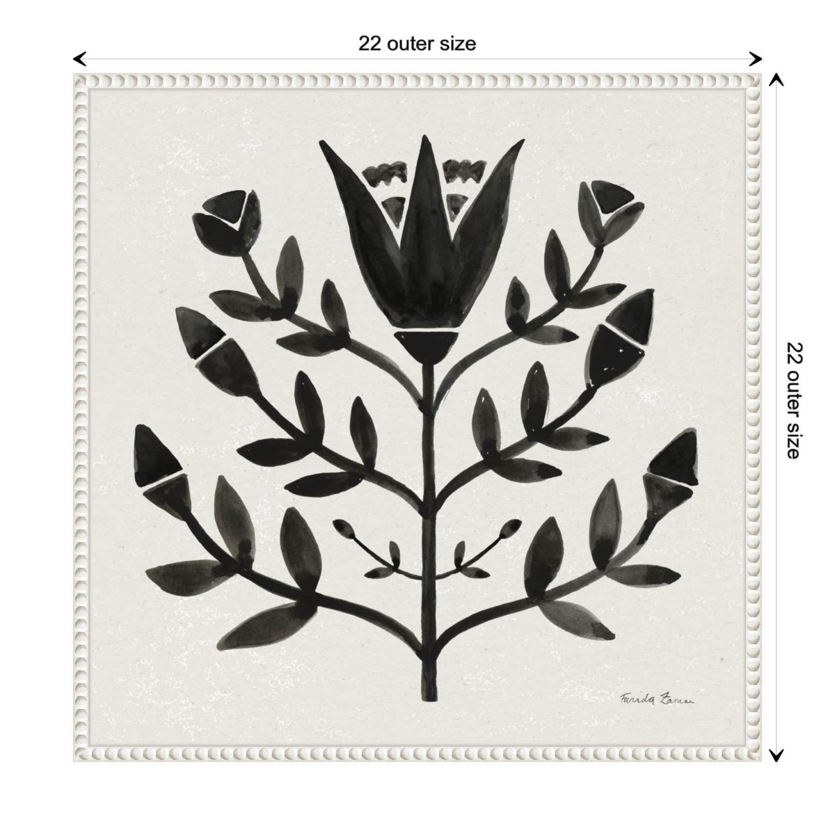 Garden Folk Flowers II Black Framed Canvas Wall Art Print