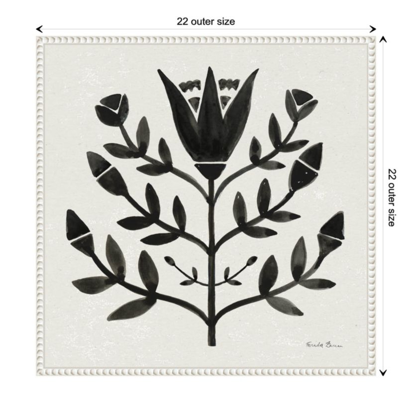 Garden Folk Flowers II Black Framed Canvas Wall Art Print