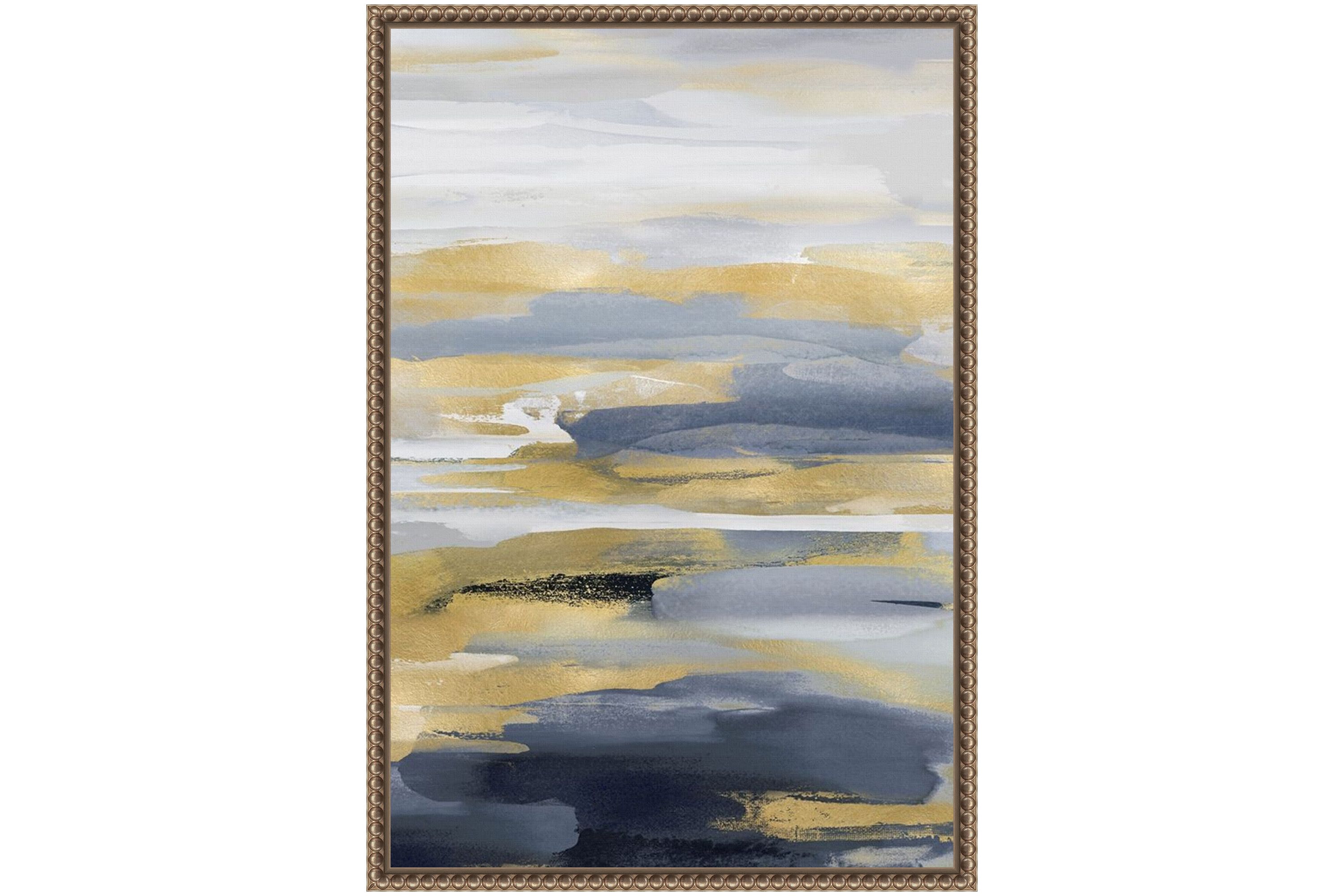 Intuition Blue and Gold II Framed Canvas Wall Art Print