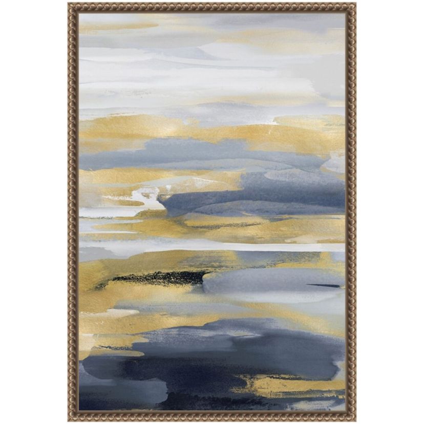 Intuition Blue and Gold II Framed Canvas Wall Art Print