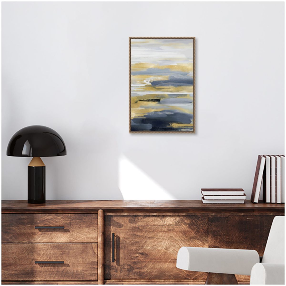 Intuition Blue and Gold II Framed Canvas Wall Art Print