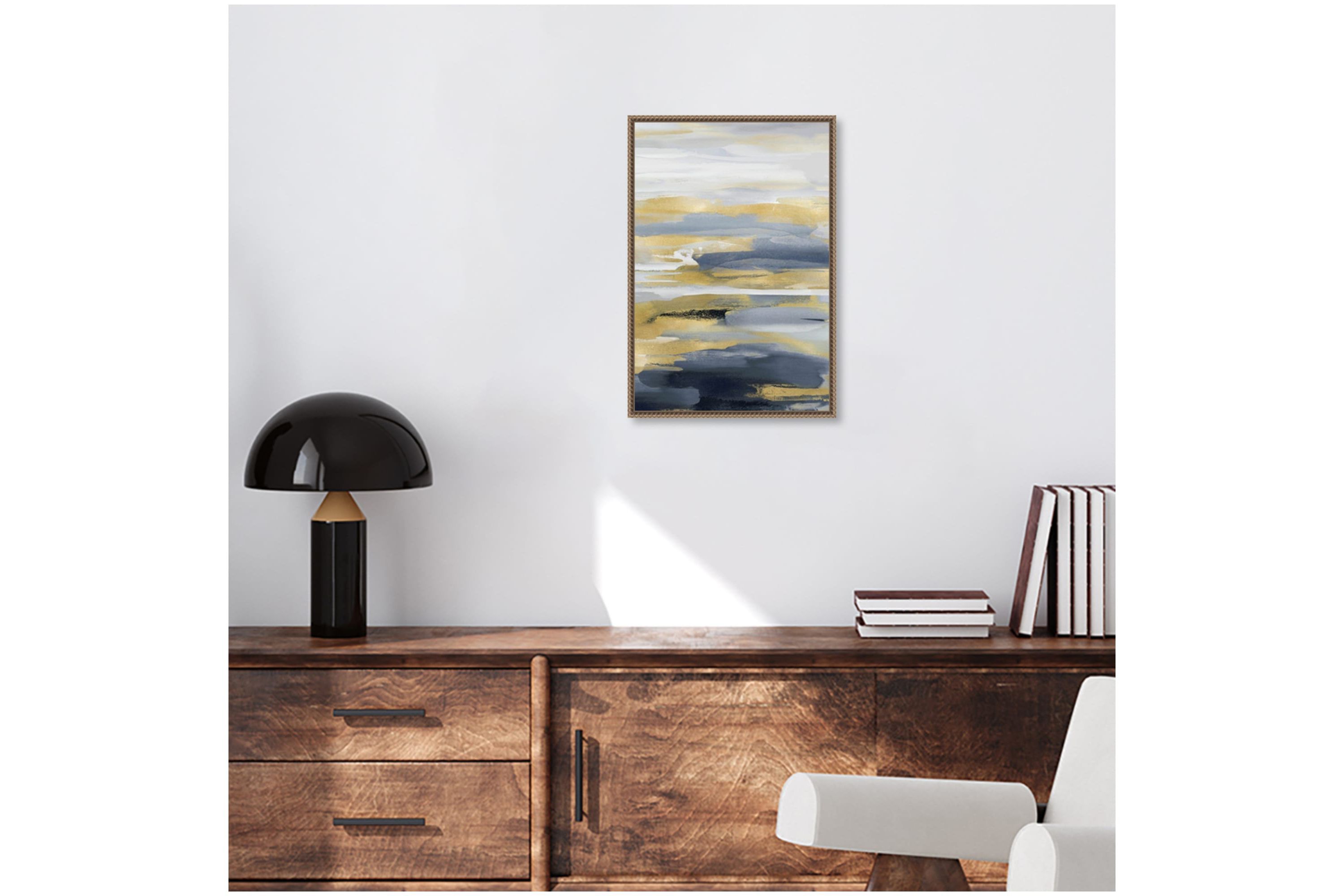 Intuition Blue and Gold II Framed Canvas Wall Art Print