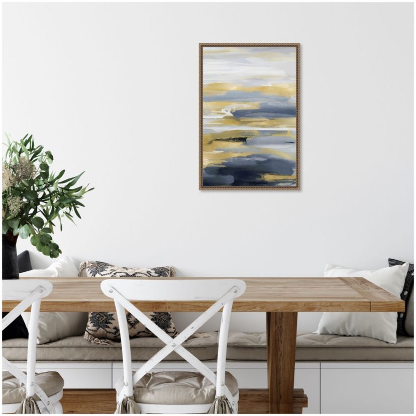 Intuition Blue and Gold II Framed Canvas Wall Art Print