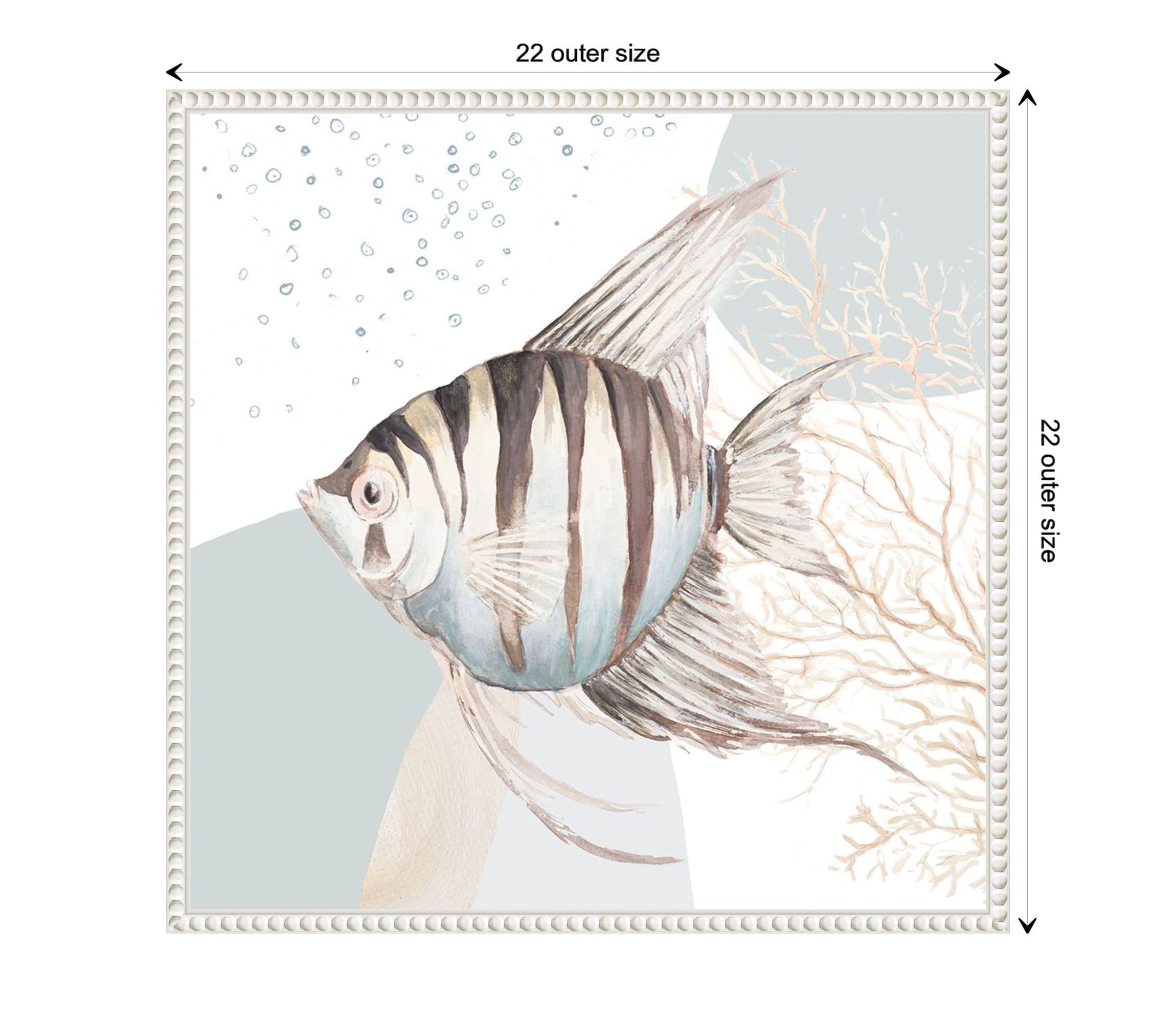 Ocean Oasis Bubbles Striped Fish Framed Canvas Wall Art Print
