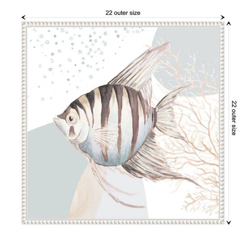 Ocean Oasis Bubbles Striped Fish Framed Canvas Wall Art Print