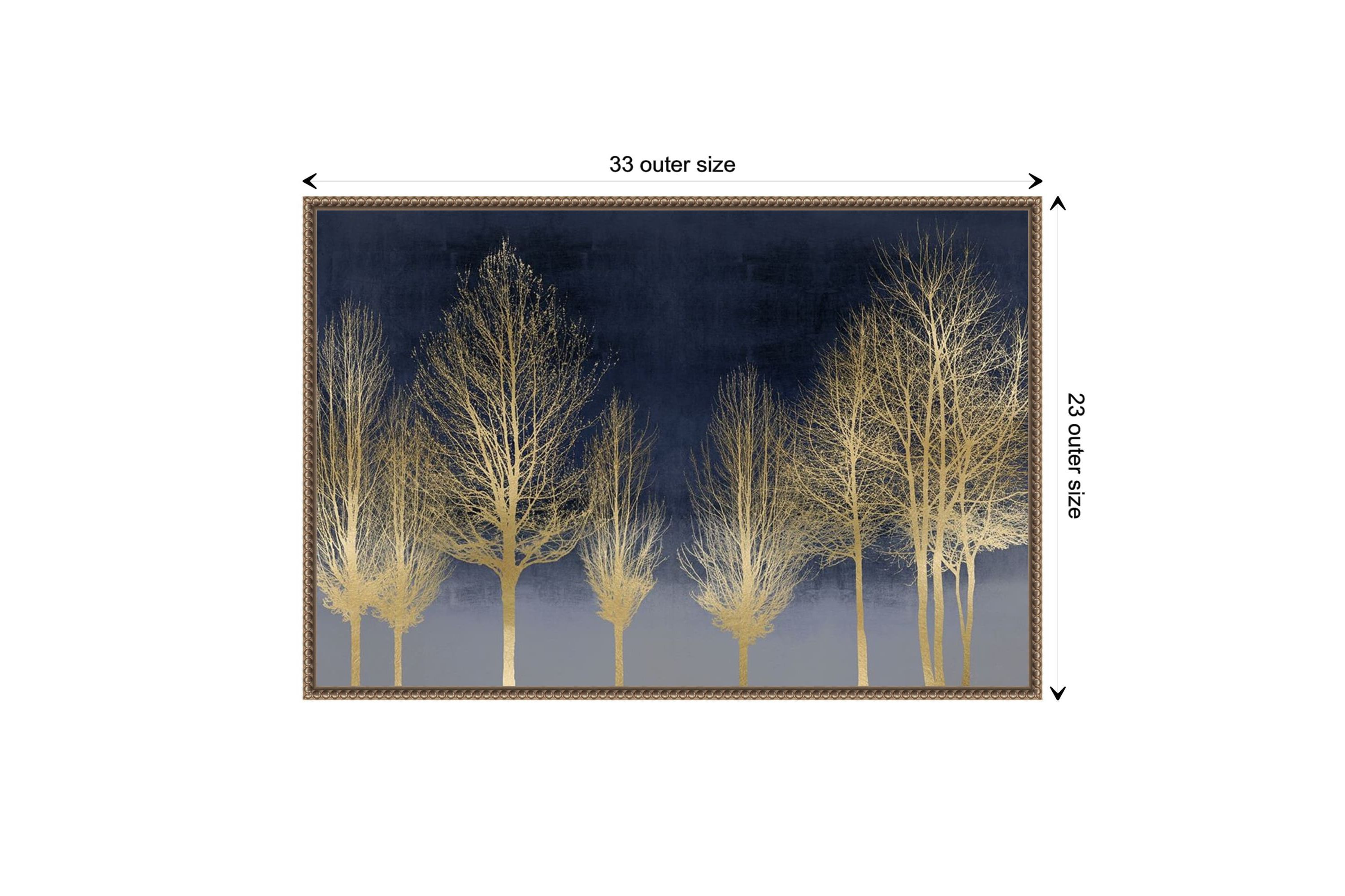 Gold Forest on Blue Framed Canvas Wall Art Print