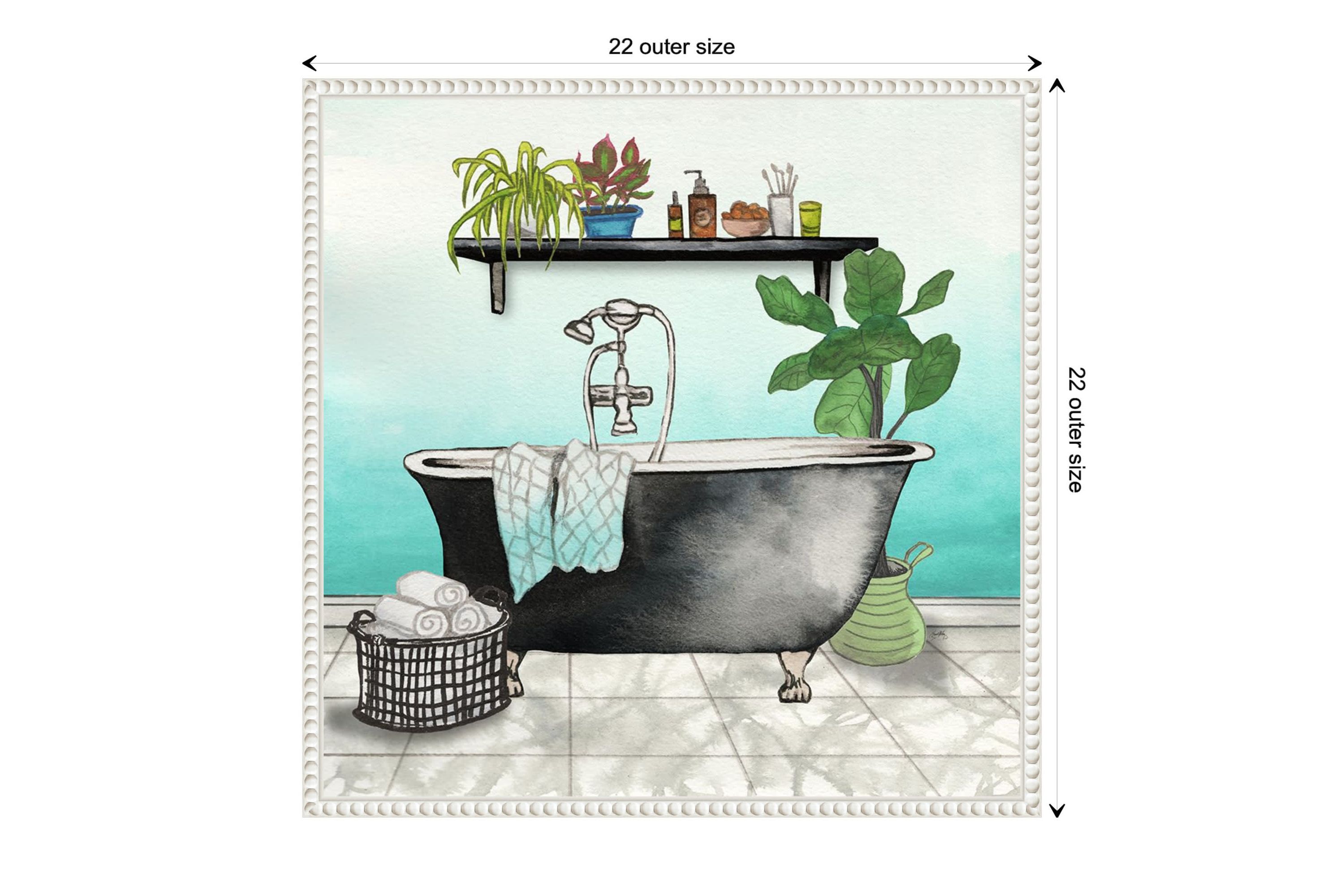 Plant House Bath Square I Framed Canvas Wall Art Print