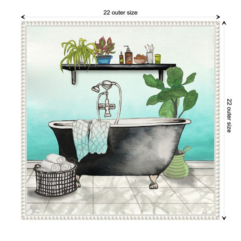 Plant House Bath Square I Framed Canvas Wall Art Print