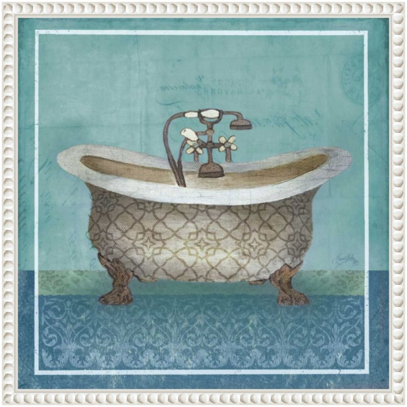 Regal Blue Tub II Framed Canvas Wall Art Print