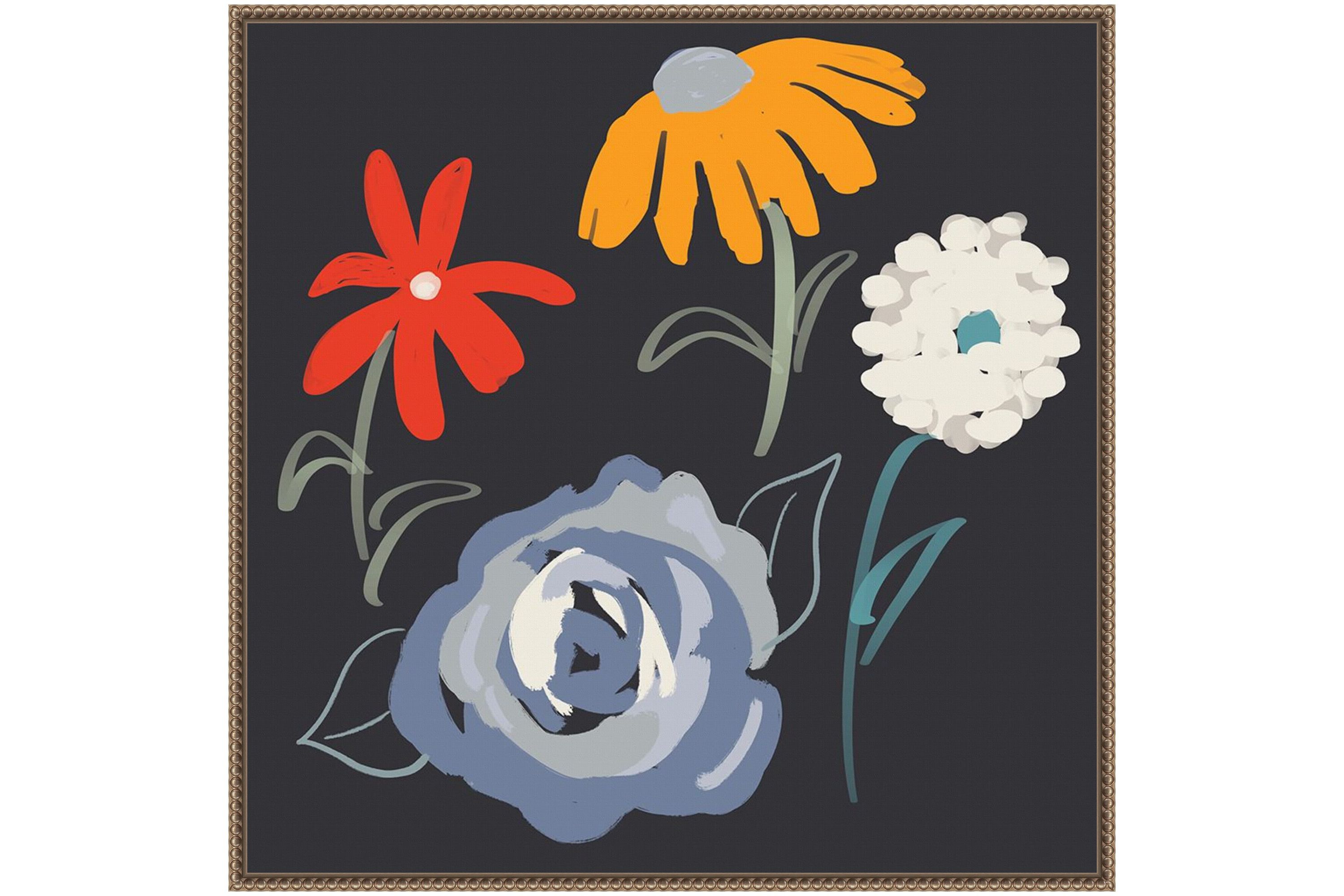 Flowers at Night Framed Canvas Wall Art Print
