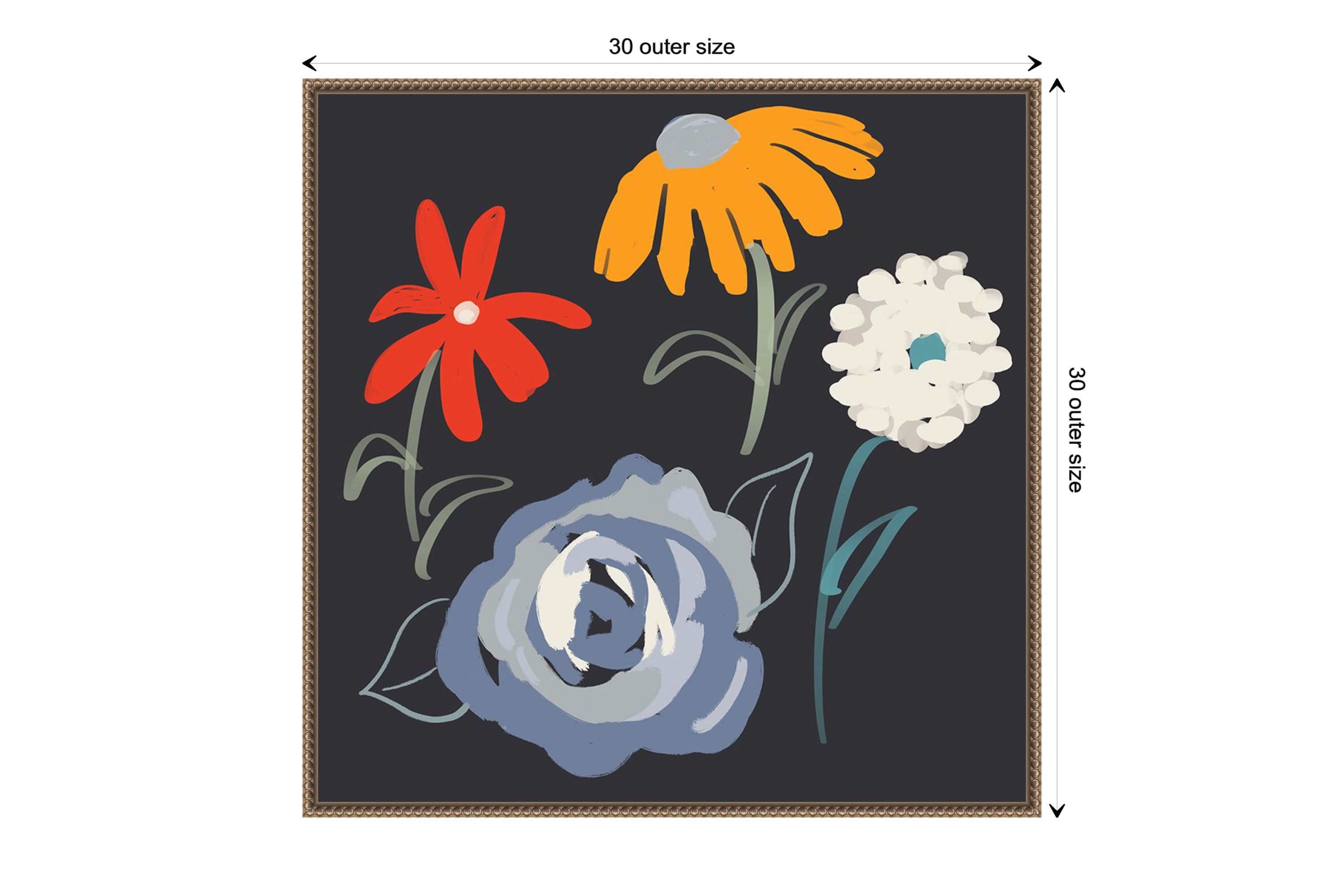 Flowers at Night Framed Canvas Wall Art Print